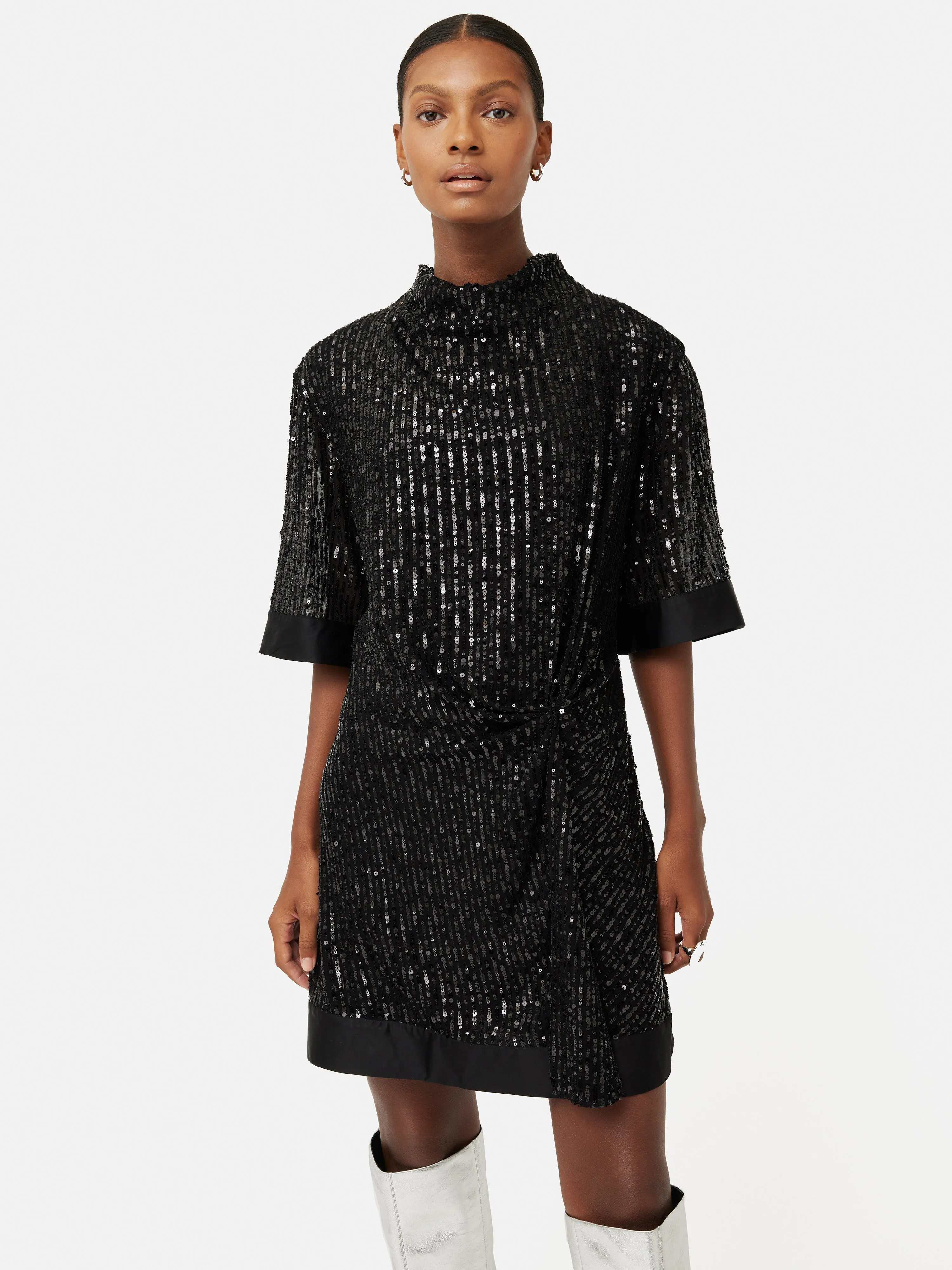 Waterfall Sequin Mini Dress | Black sold by Jigsaw product image thumbnail 2