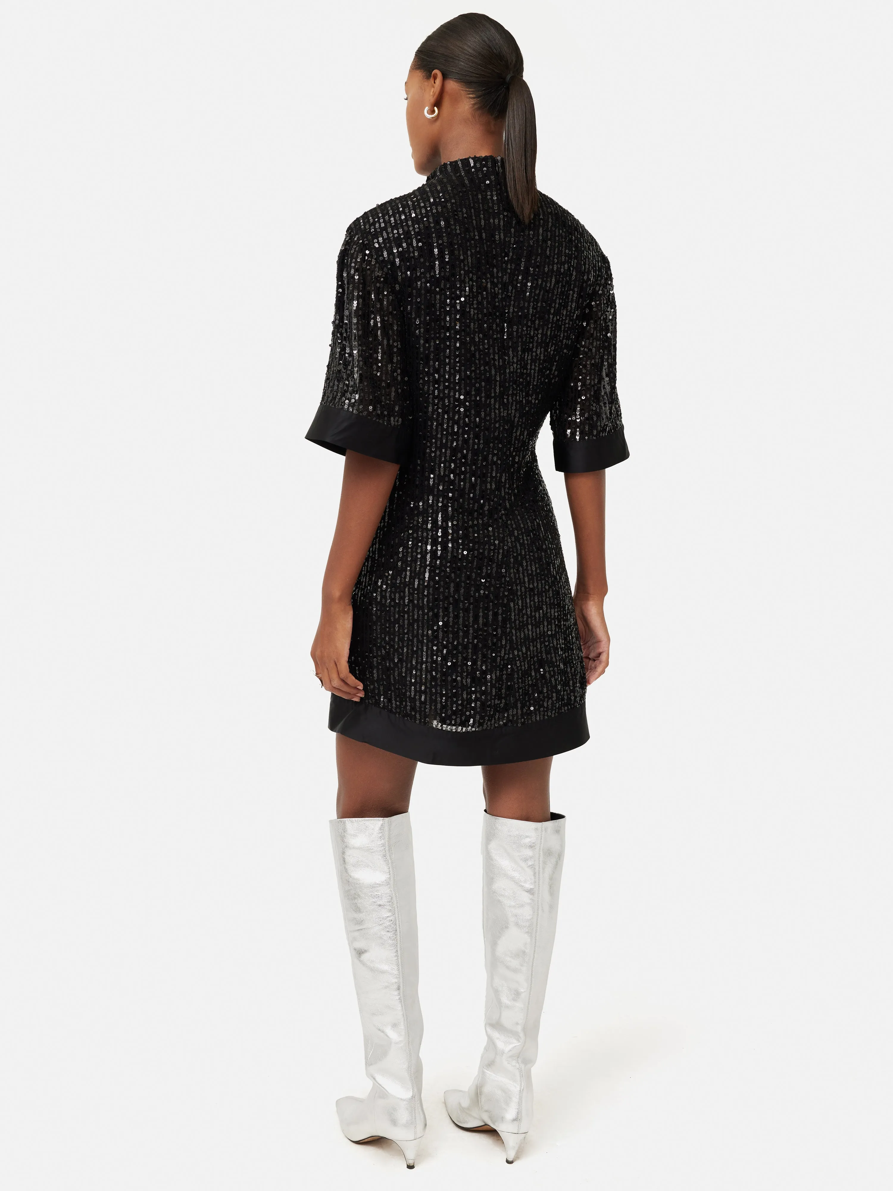 Waterfall Sequin Mini Dress | Black sold by Jigsaw product image thumbnail 4
