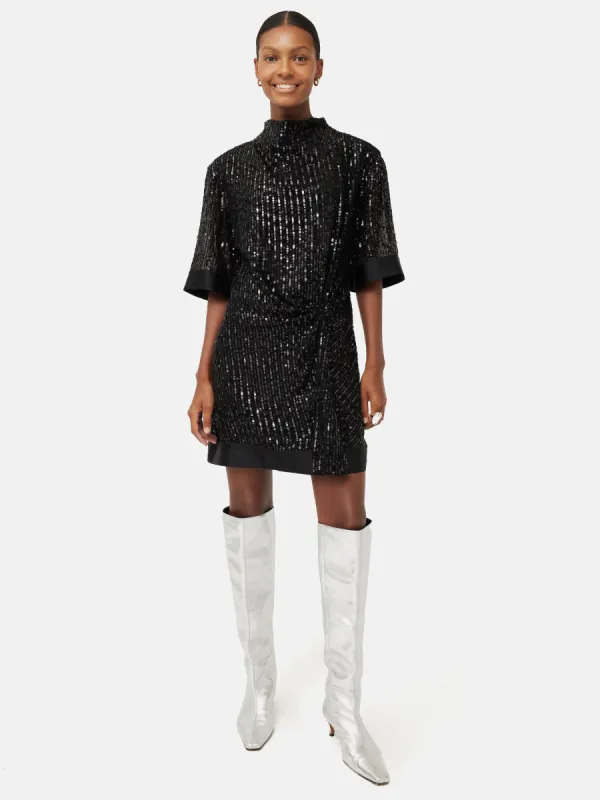 Waterfall Sequin Mini Dress | Black sold by Jigsaw