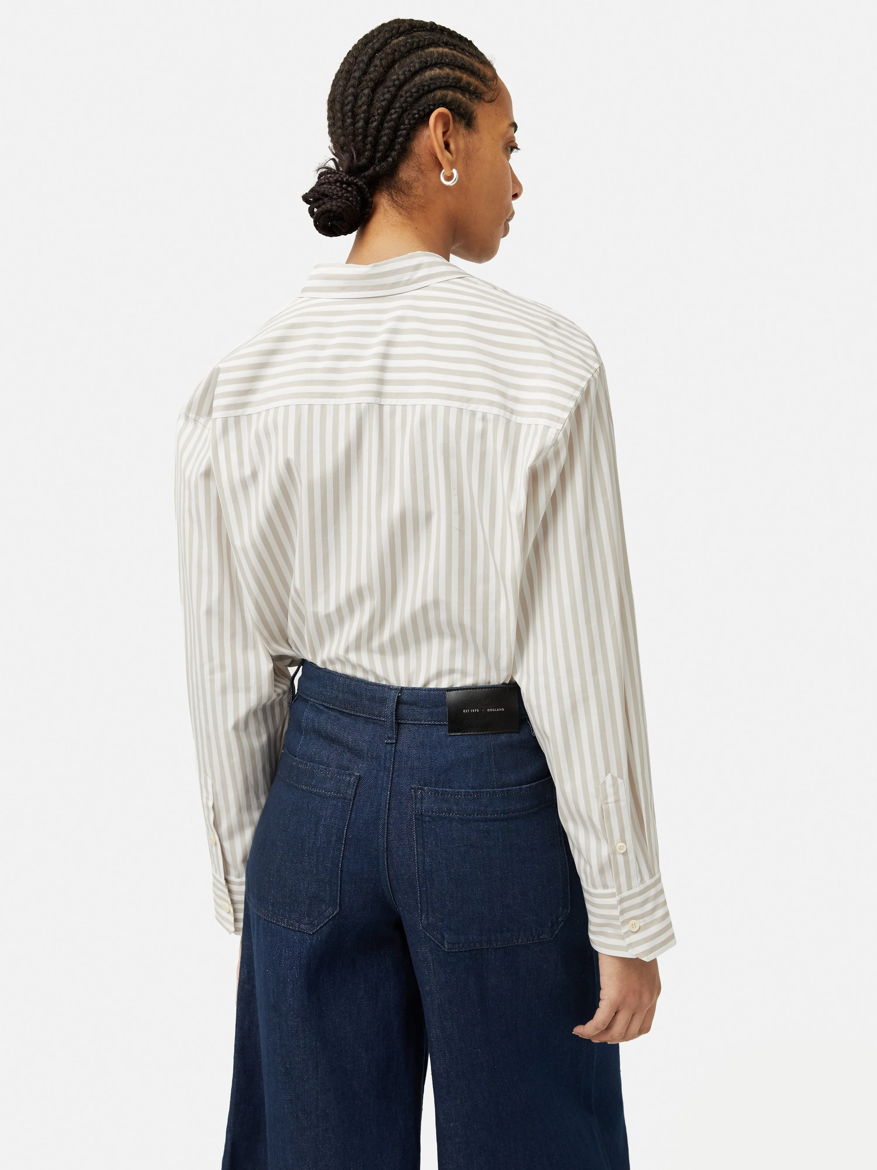 Cotton Poplin Stripe Shirt | Taupe sold by Jigsaw product image thumbnail 5