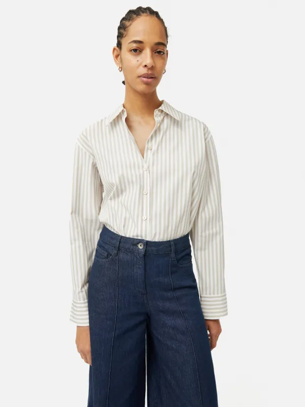 Cotton Poplin Stripe Shirt | Taupe sold by Jigsaw