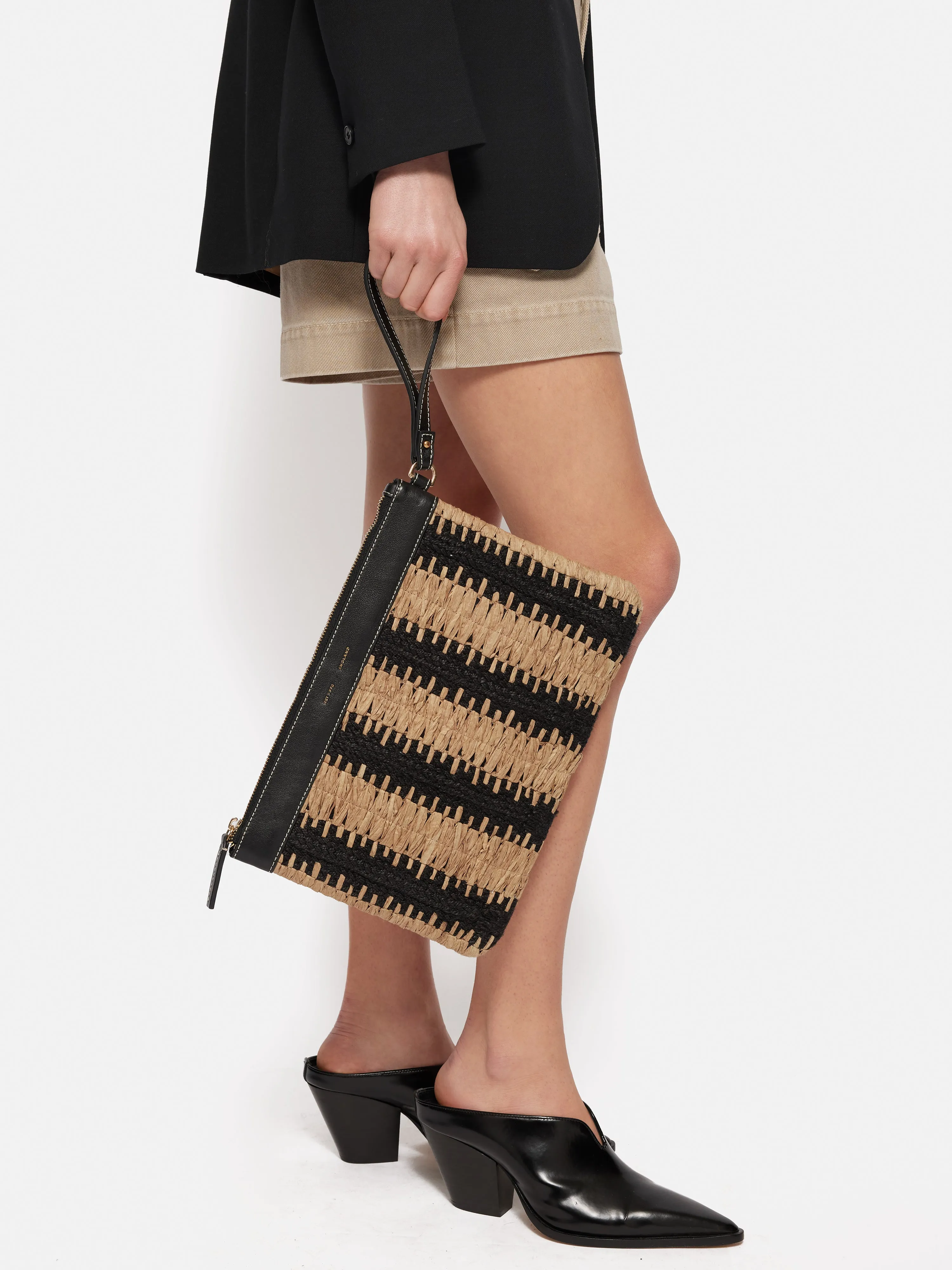 Raffia Stripe Pouch | Beige sold by Jigsaw product image thumbnail 2