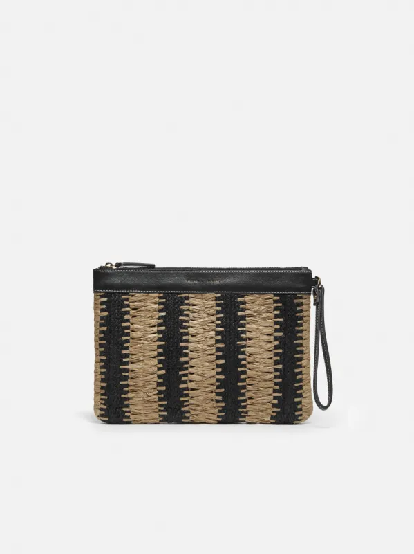 Raffia Stripe Pouch | Beige sold by Jigsaw