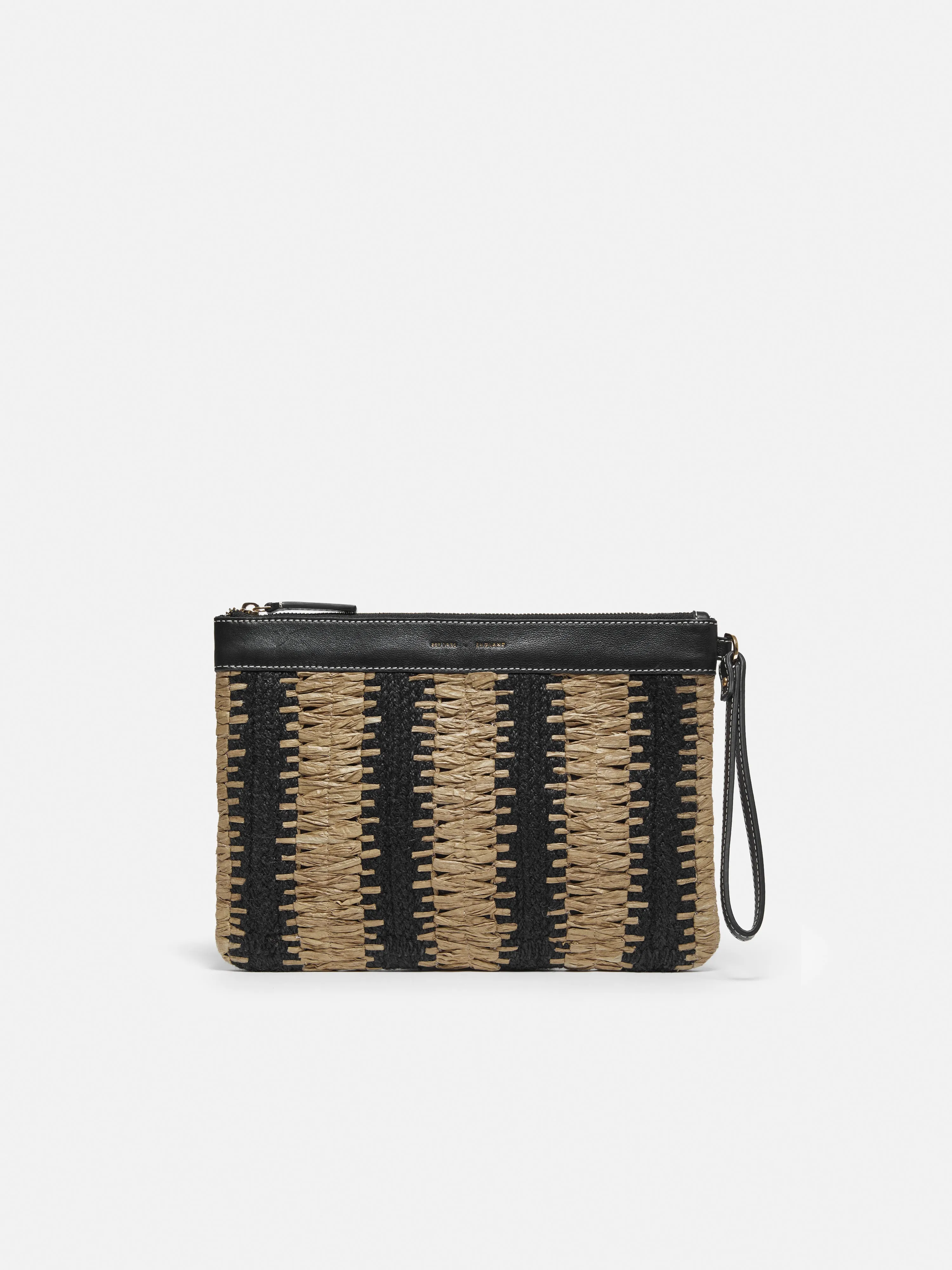 Raffia Stripe Pouch | Beige sold by Jigsaw