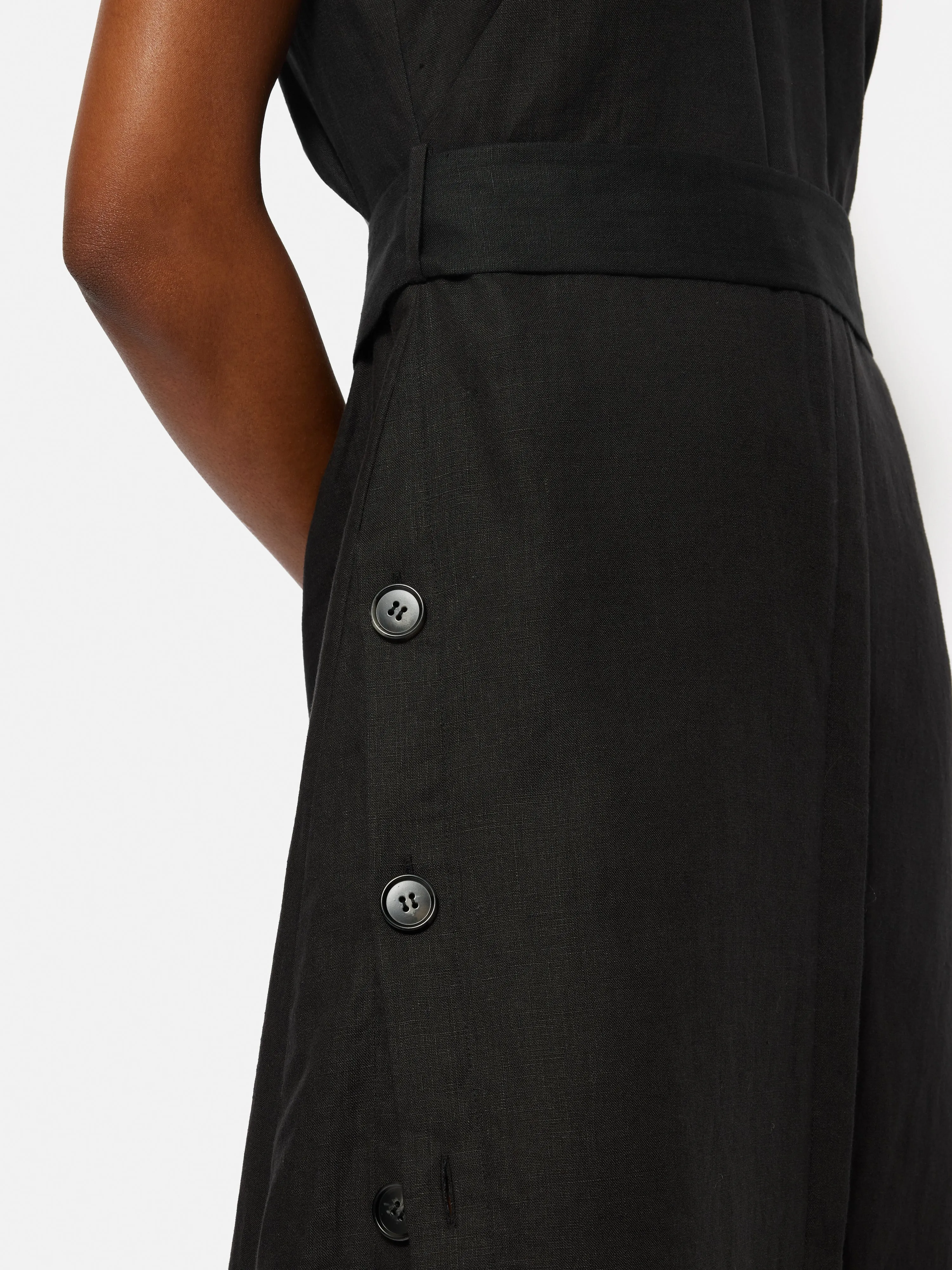Linen Button Detail Dress | Black sold by Jigsaw product image thumbnail 3
