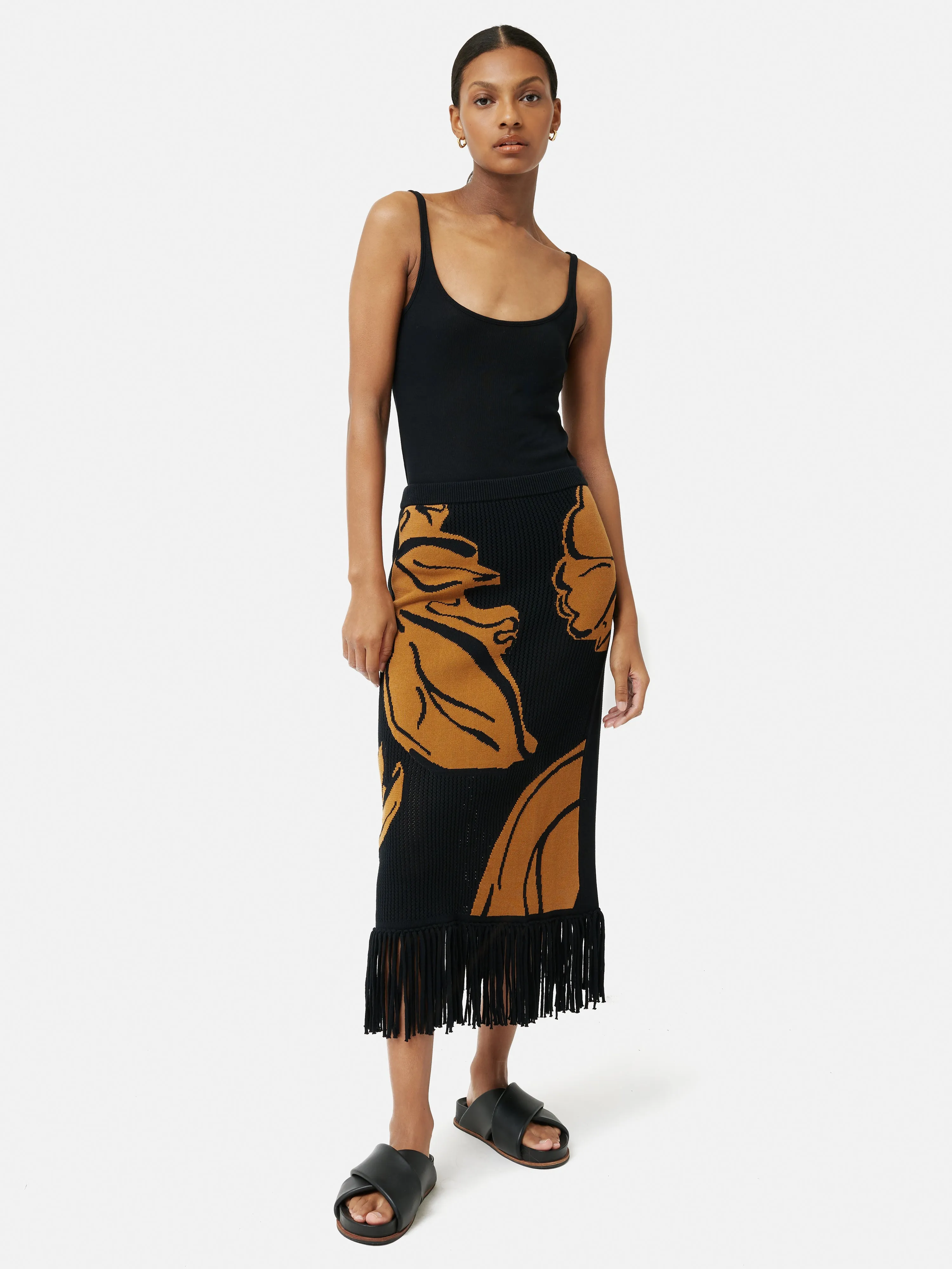 Pointelle Jacquard Skirt | Black sold by Jigsaw product image thumbnail 5