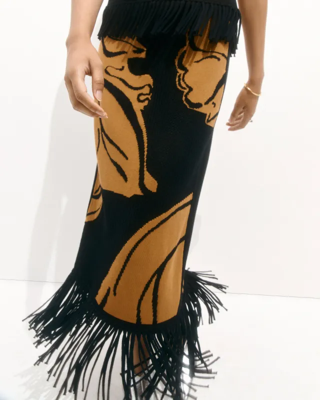 Pointelle Jacquard Skirt | Black sold by Jigsaw