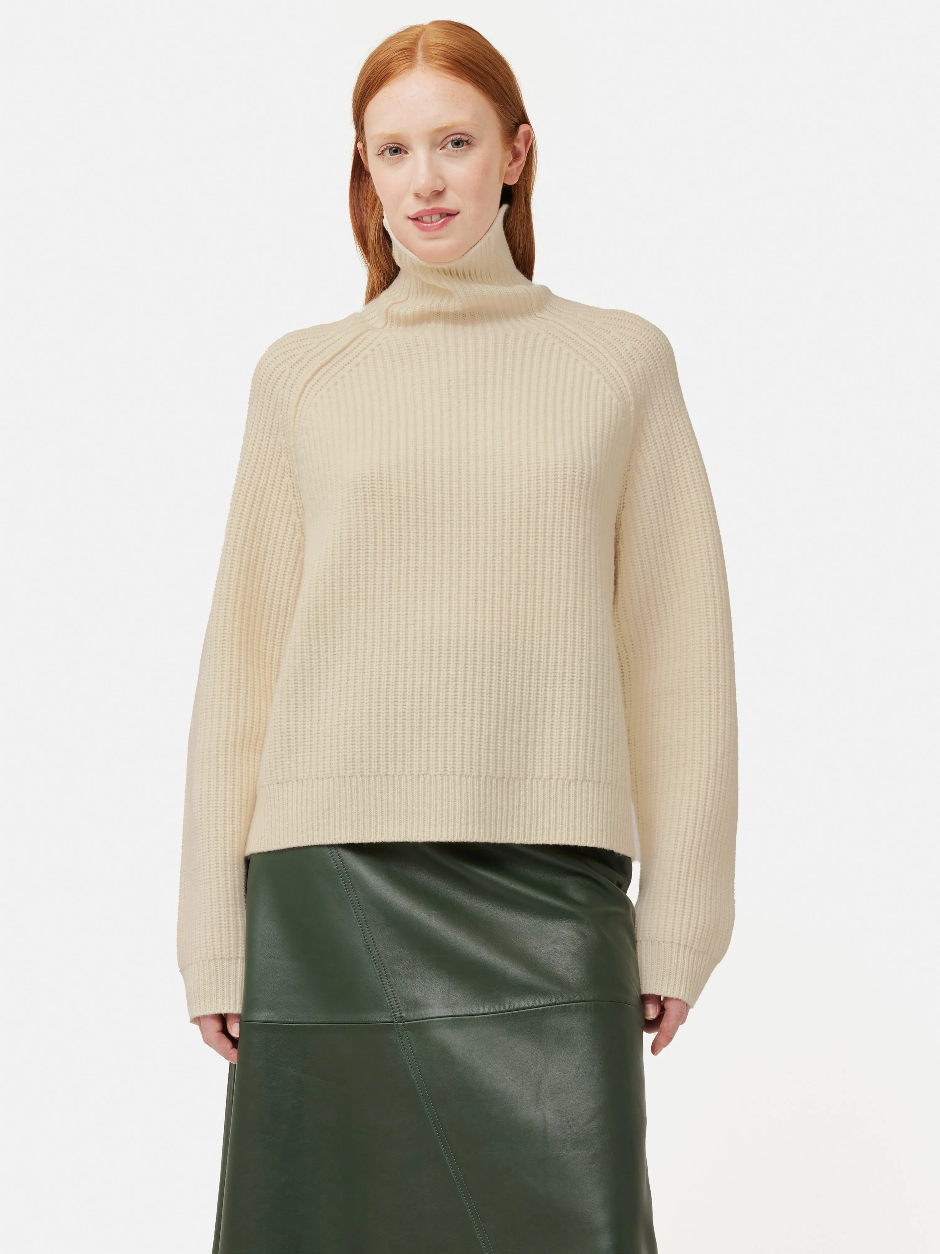 Merino Fishermans Rib Jumper | Cream sold by Jigsaw