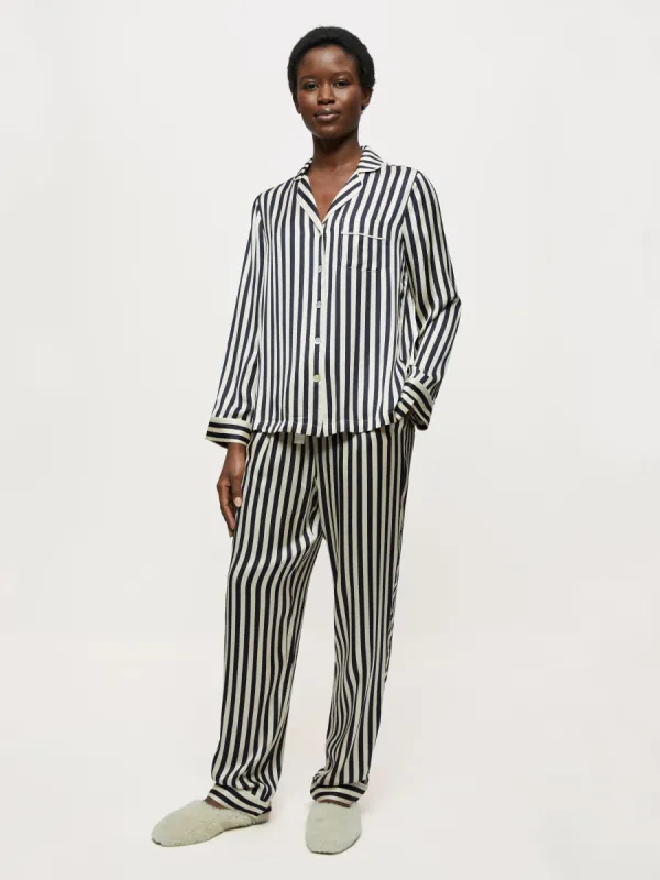 Stripe Satin Pyjamas | Monochrome sold by Jigsaw