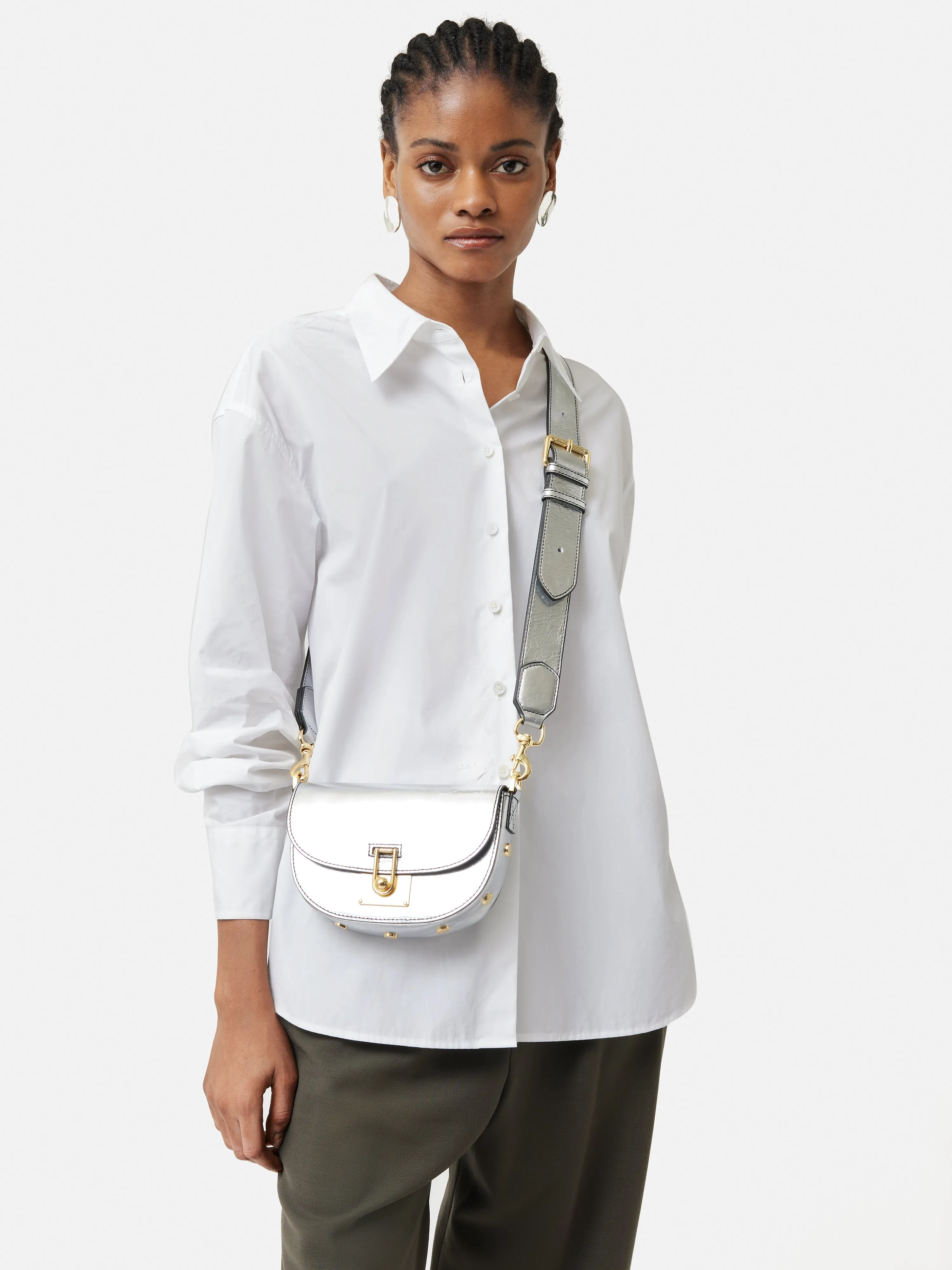 Denbigh Studded Leather Bag | Silver sold by Jigsaw product image thumbnail 3