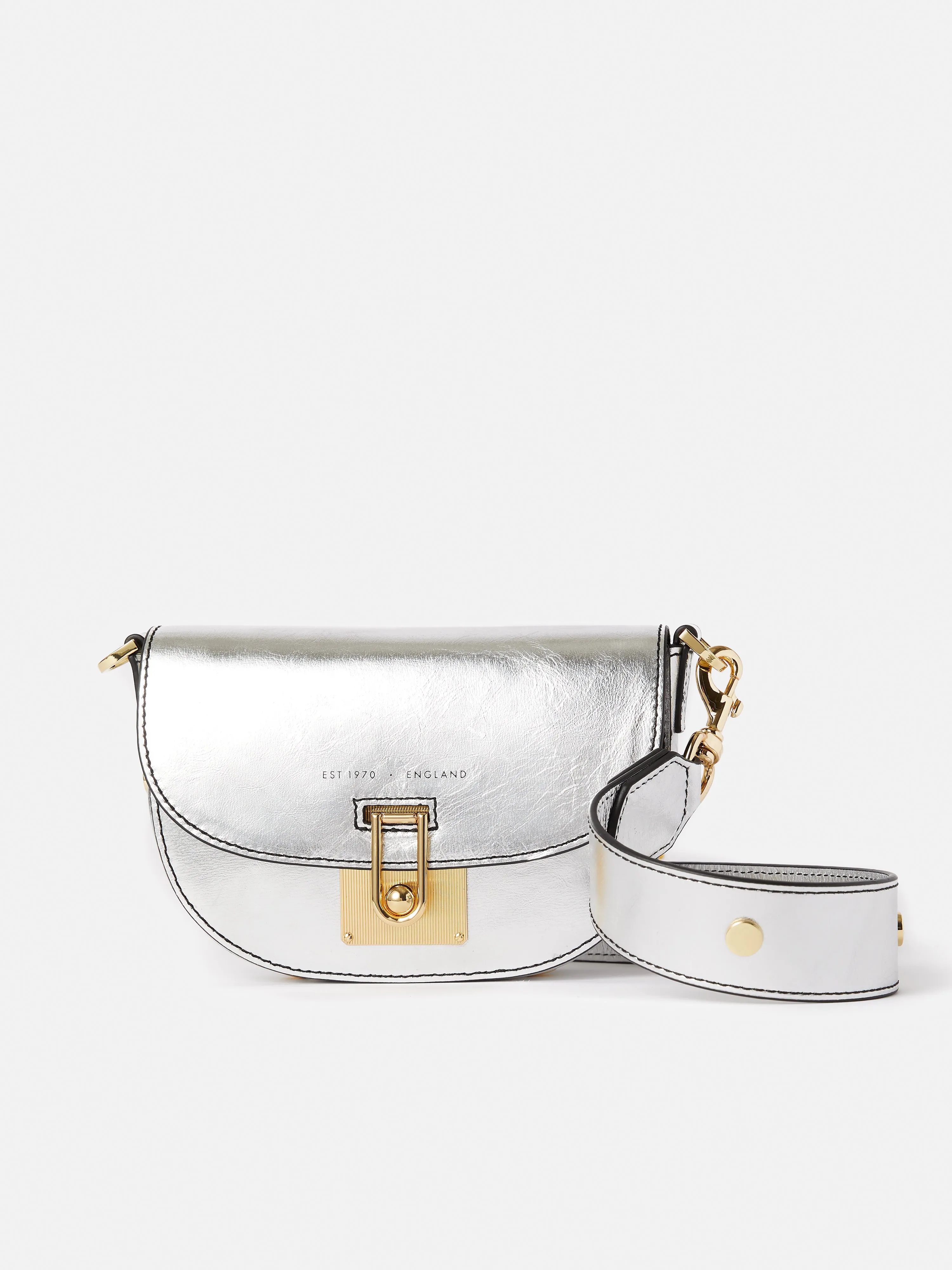 Denbigh Studded Leather Bag | Silver sold by Jigsaw