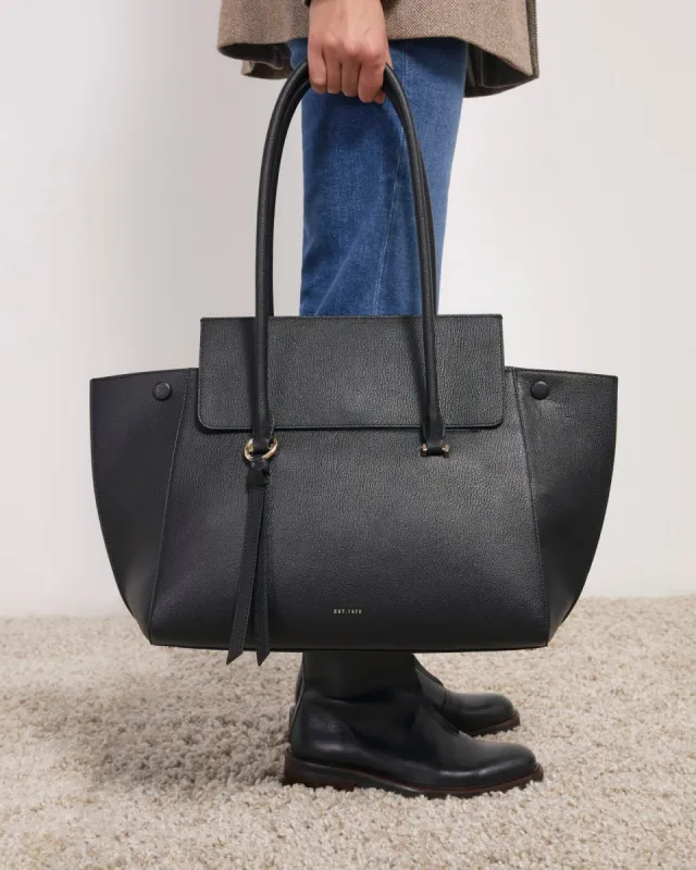Eltham Flap Tote Leather | Black sold by Jigsaw