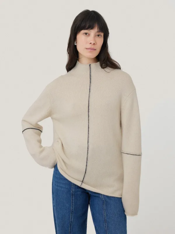 Compact Wool Line Jumper | Cream sold by Jigsaw