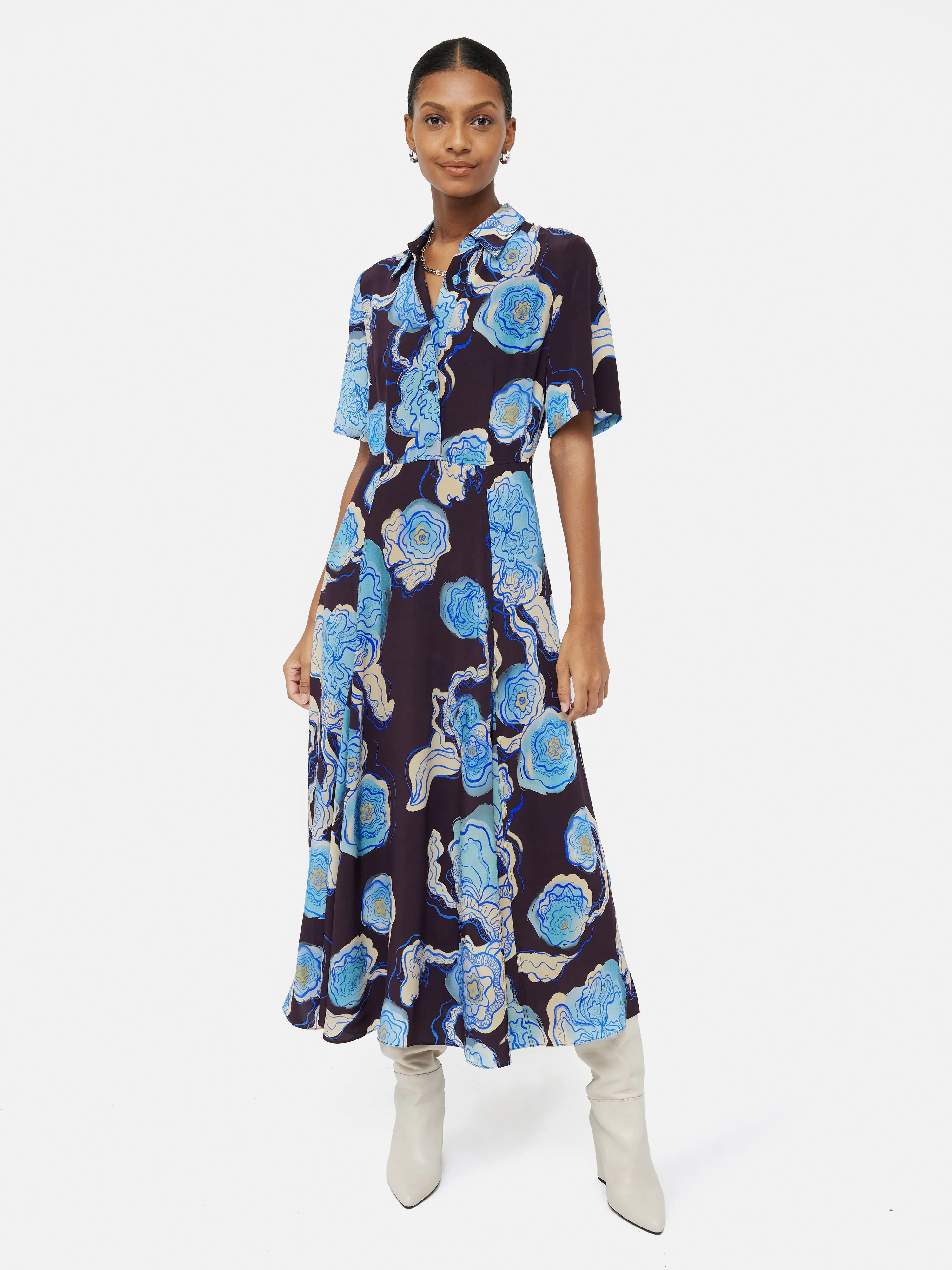 Sharan Ranshi Midi Dress | Blue sold by Jigsaw product image thumbnail 5
