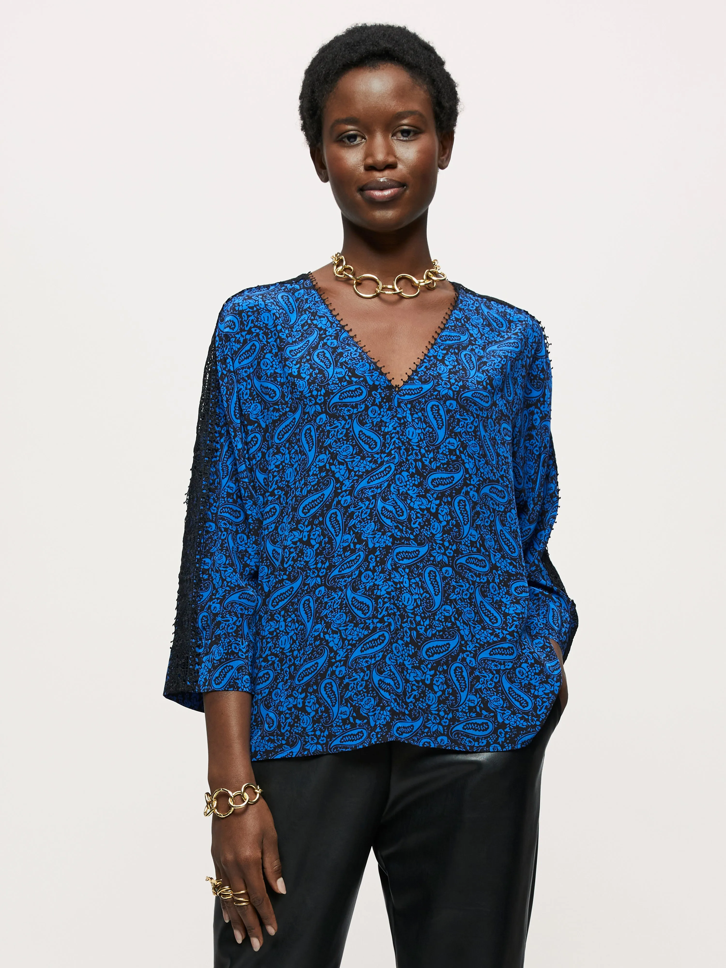 Klein Paisley Lace Blouse | Blue sold by Jigsaw