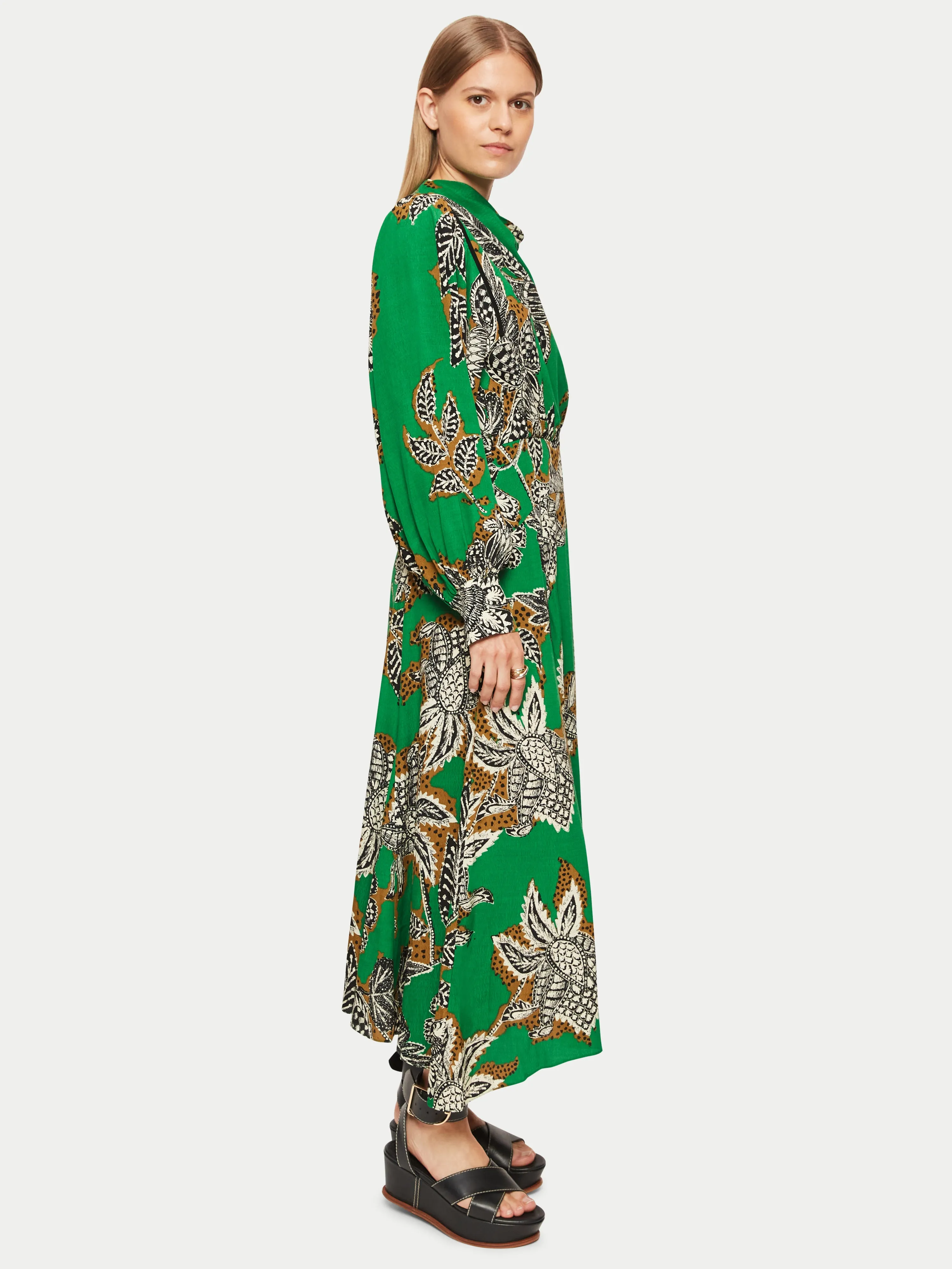 Block Floral Midi Dress | Green sold by Jigsaw product image thumbnail 4
