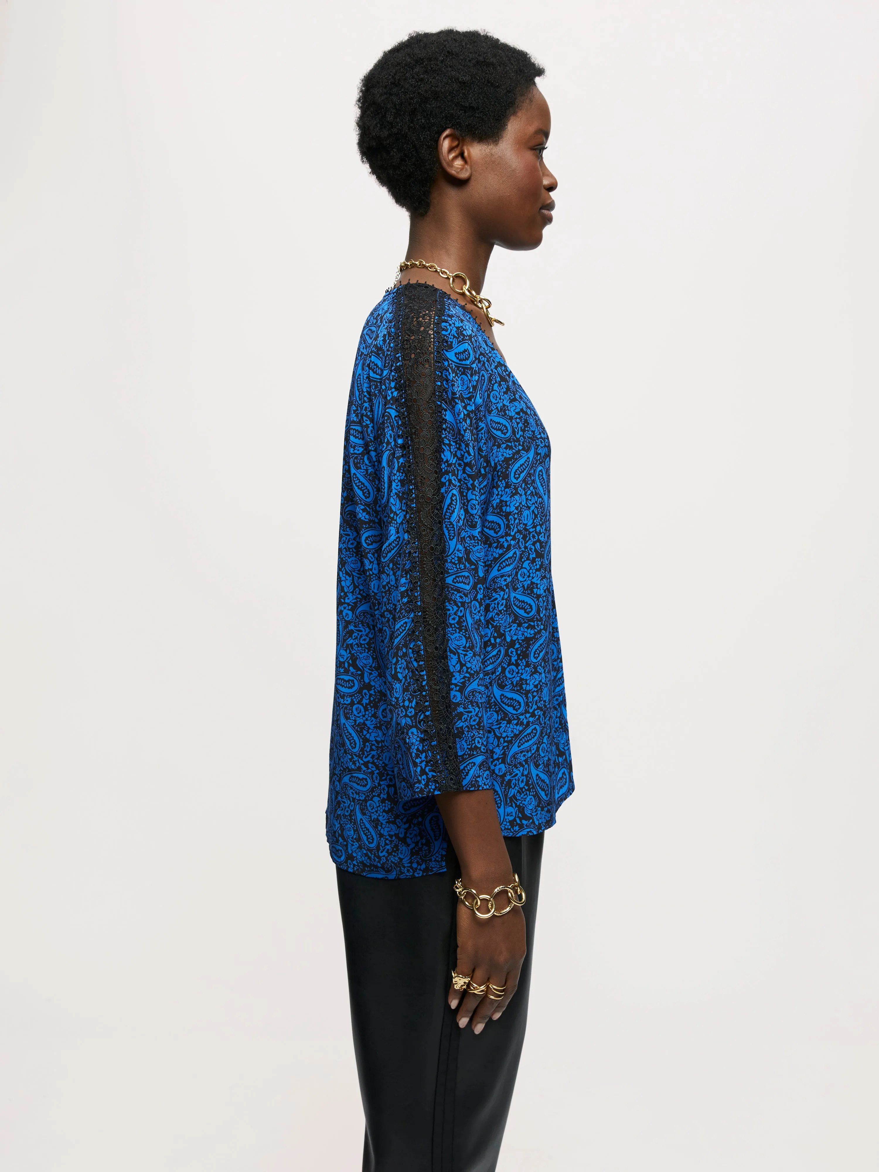 Klein Paisley Lace Blouse | Blue sold by Jigsaw product image thumbnail 4