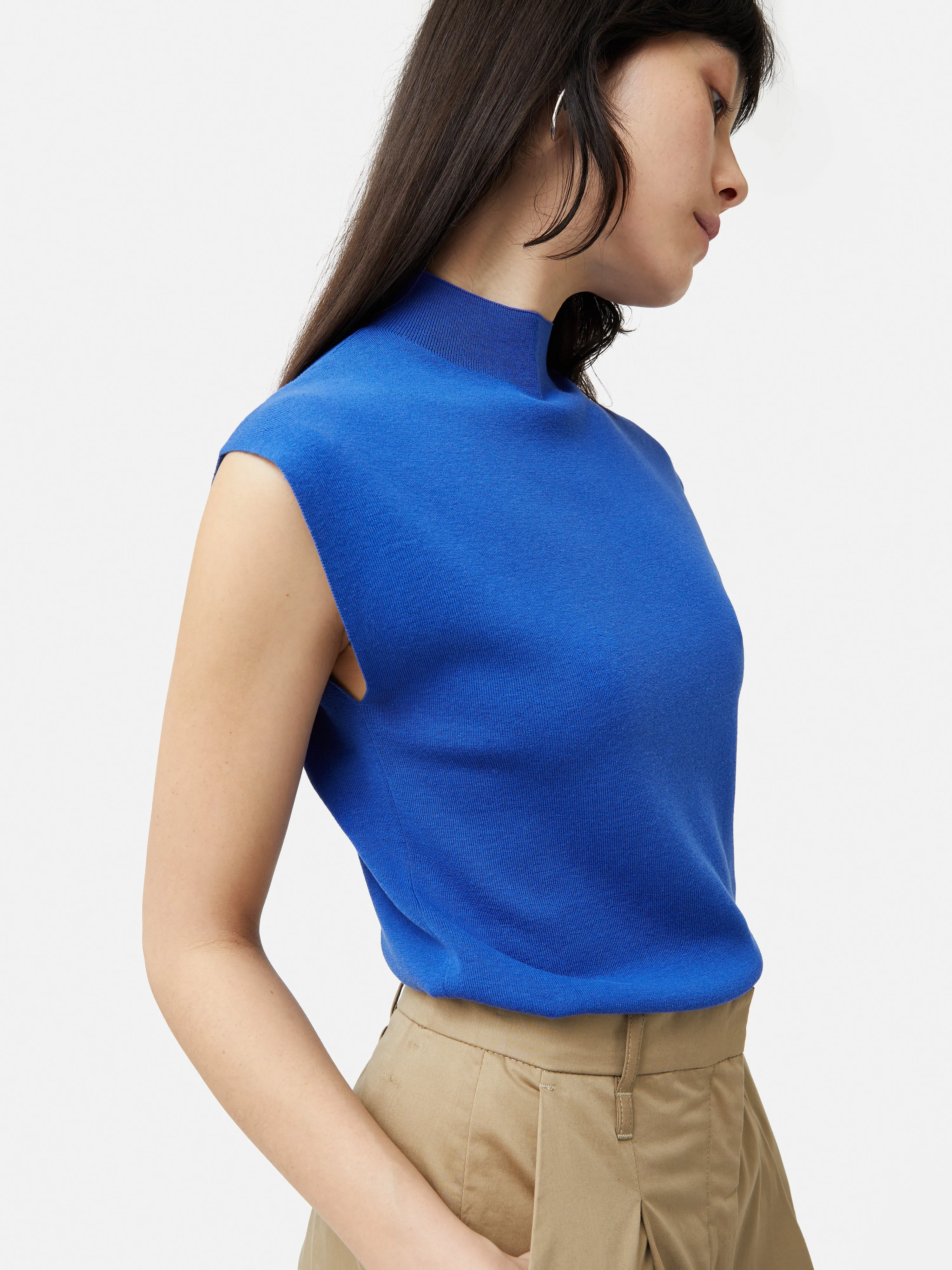 Silk Cotton Cap Sleeve Top | Blue sold by Jigsaw product image thumbnail 4