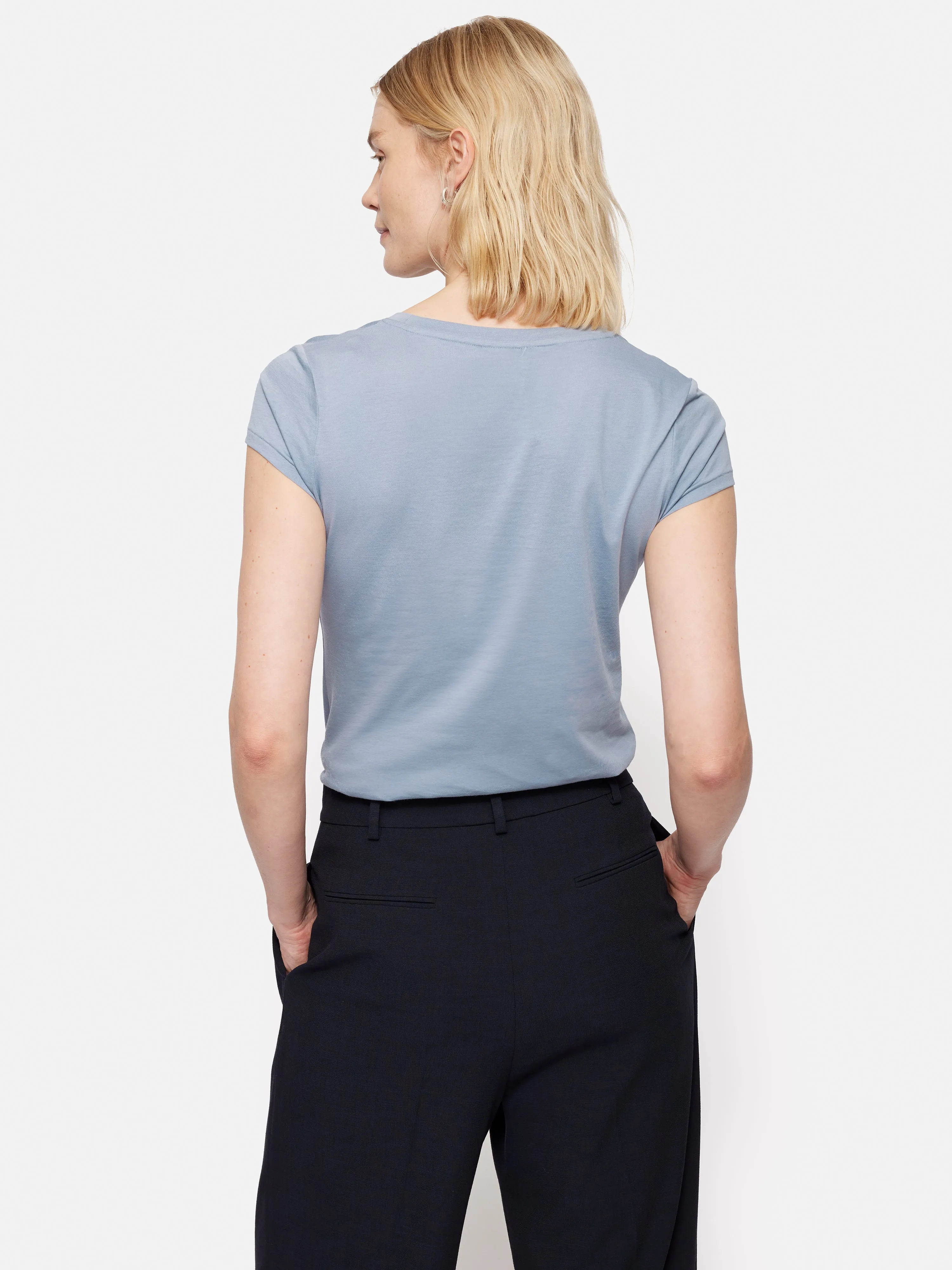Supima Cotton Scoop Neck Tee | Pale Blue sold by Jigsaw product image thumbnail 4