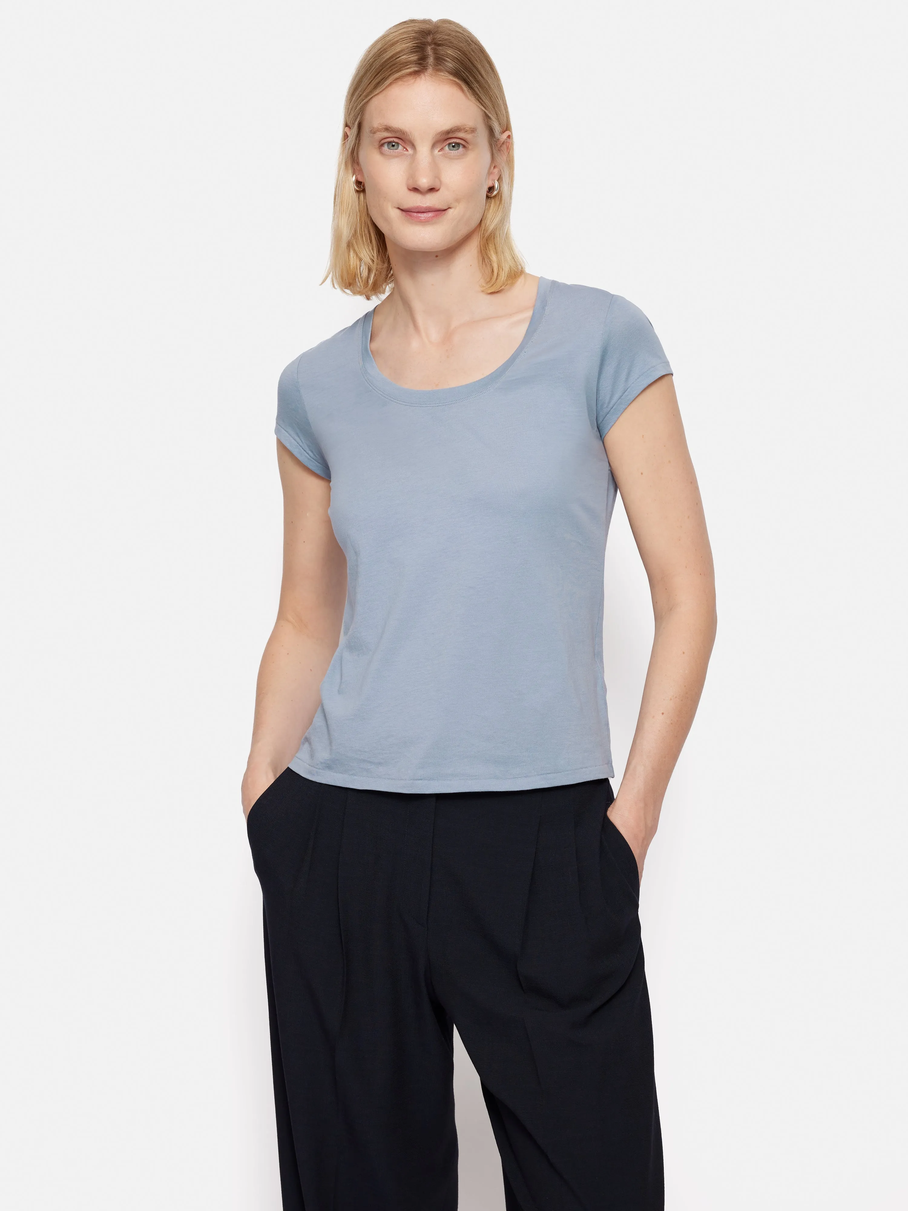 Supima Cotton Scoop Neck Tee | Pale Blue sold by Jigsaw