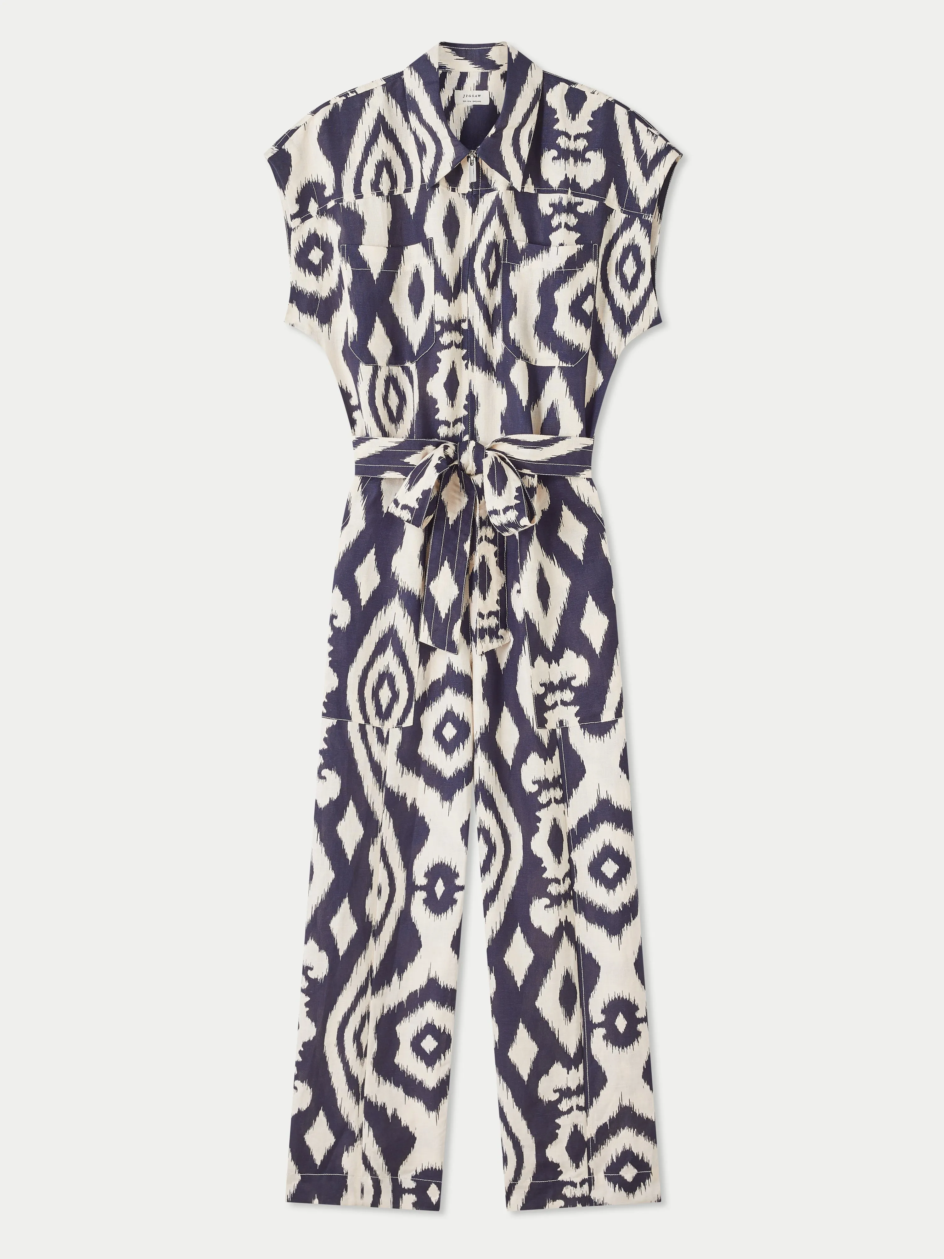 Linen Blend Ikat Jumpsuit | Navy sold by Jigsaw product image thumbnail 5