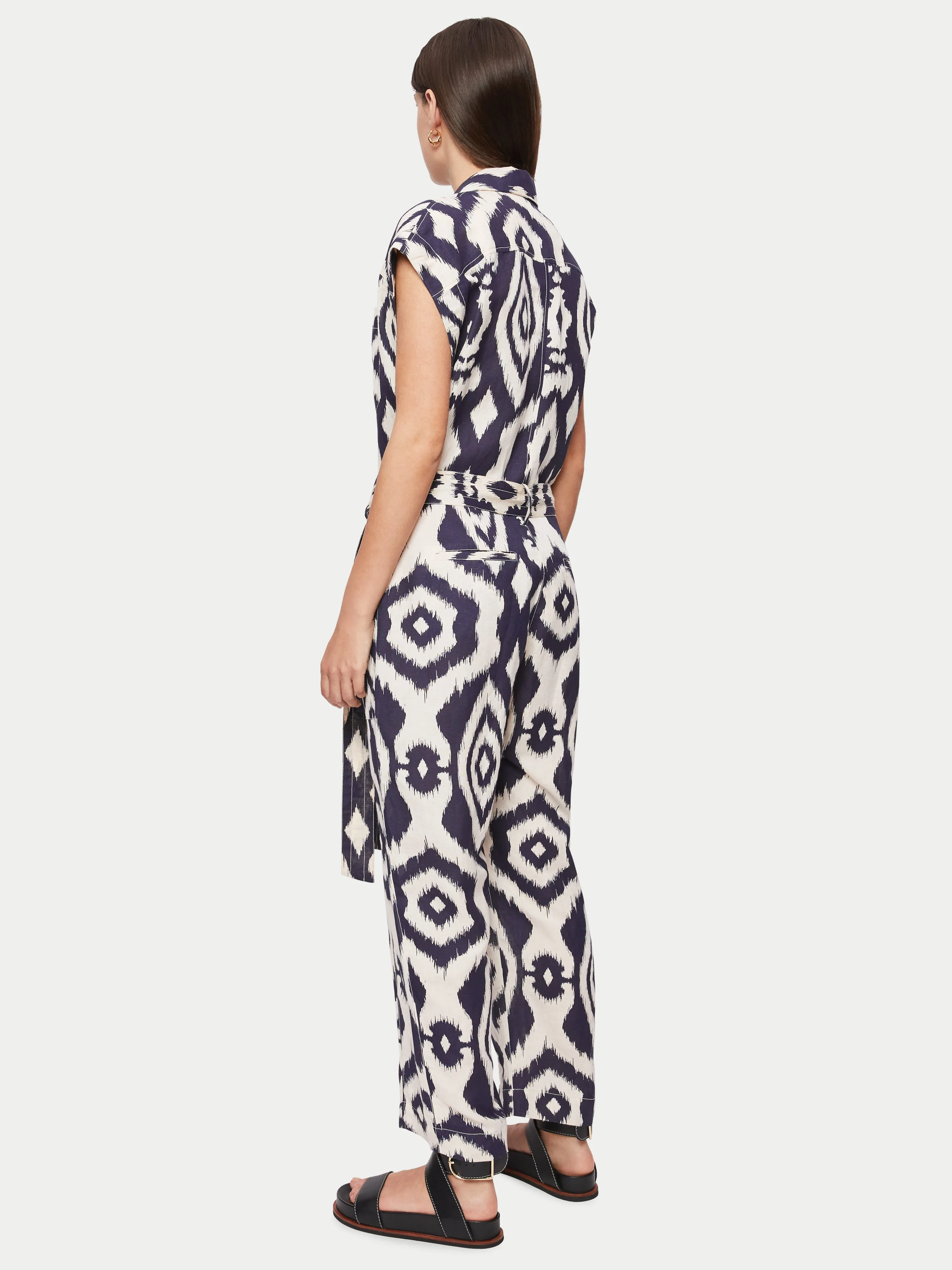 Linen Blend Ikat Jumpsuit | Navy sold by Jigsaw product image thumbnail 4