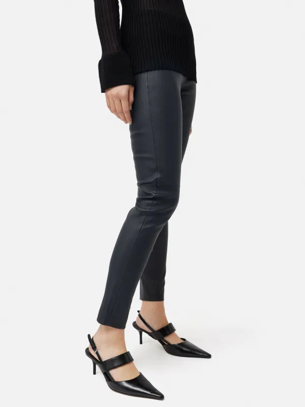Stretch Leather Legging | Navy sold by Jigsaw