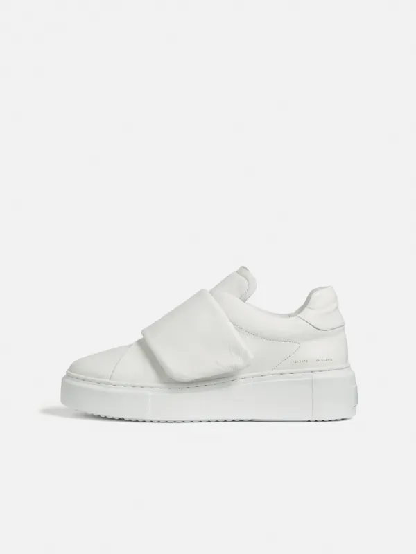 Rento Platform Leather Trainer | White sold by Jigsaw