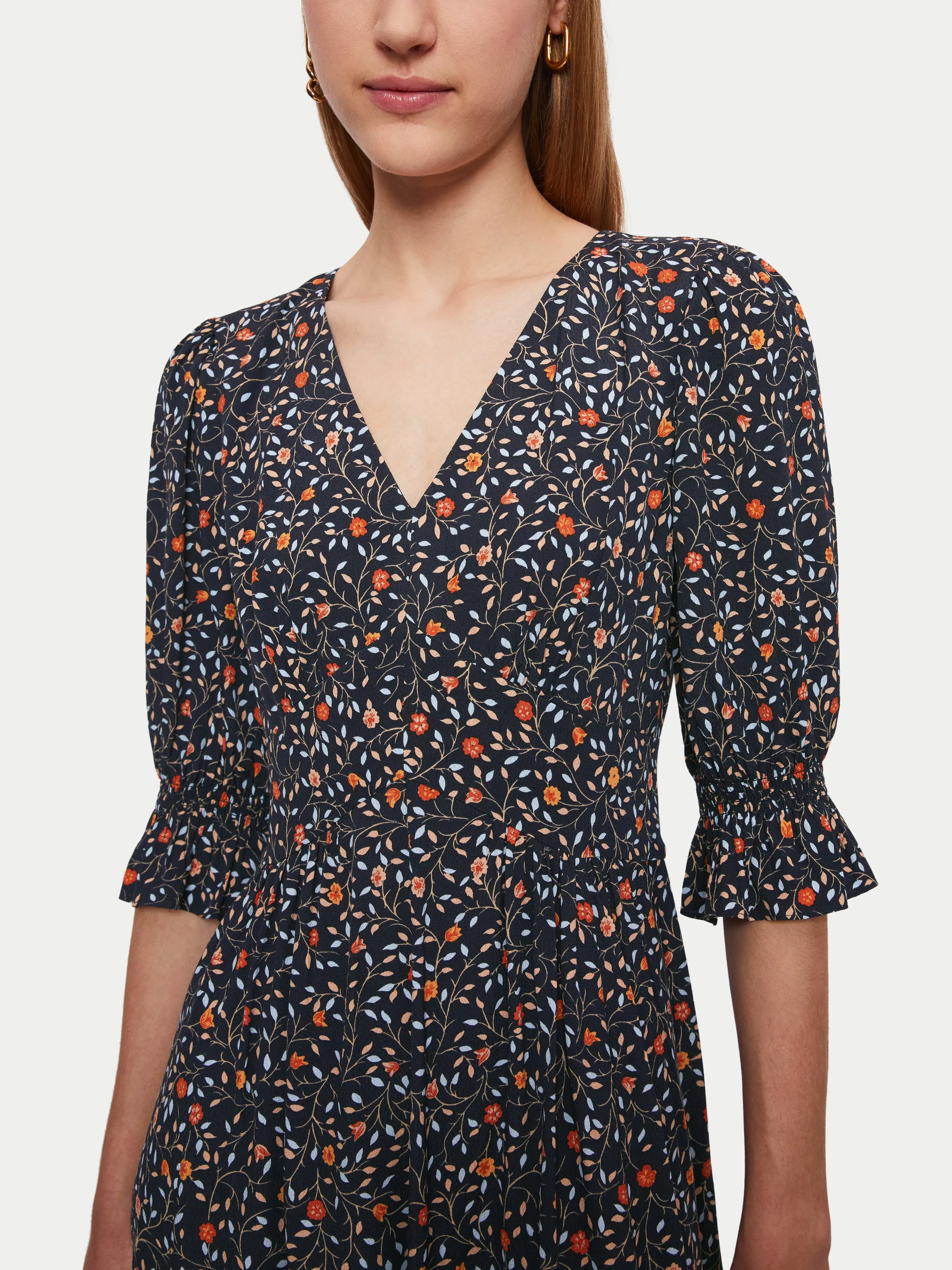 Stem Ditsy Midi Tea Dress | Navy sold by Jigsaw product image thumbnail 2