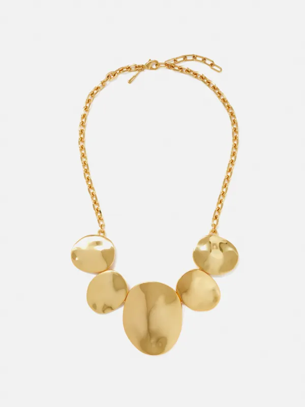 Hammered Disc Necklace | Gold sold by Jigsaw