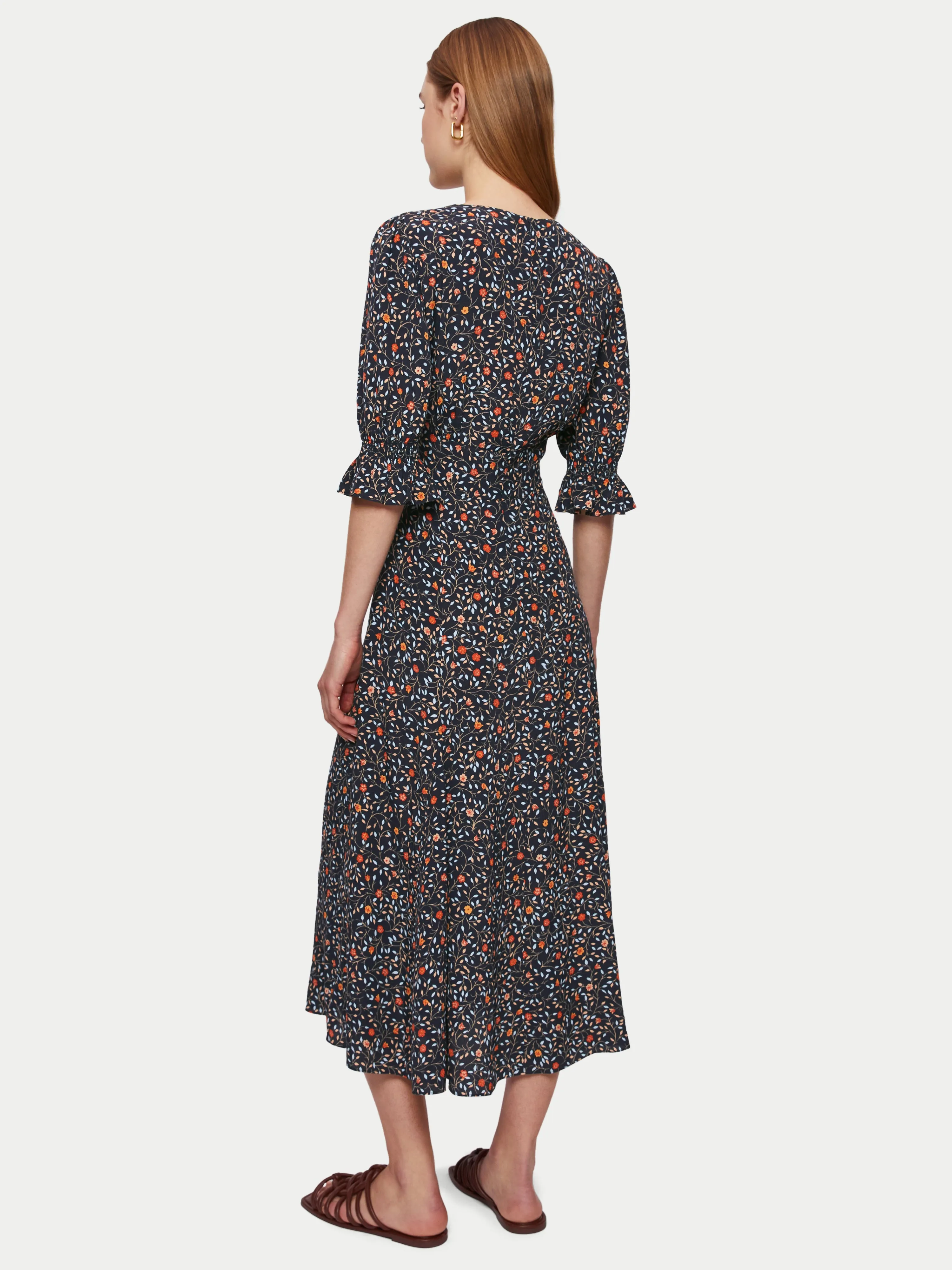 Stem Ditsy Midi Tea Dress | Navy sold by Jigsaw product image thumbnail 5