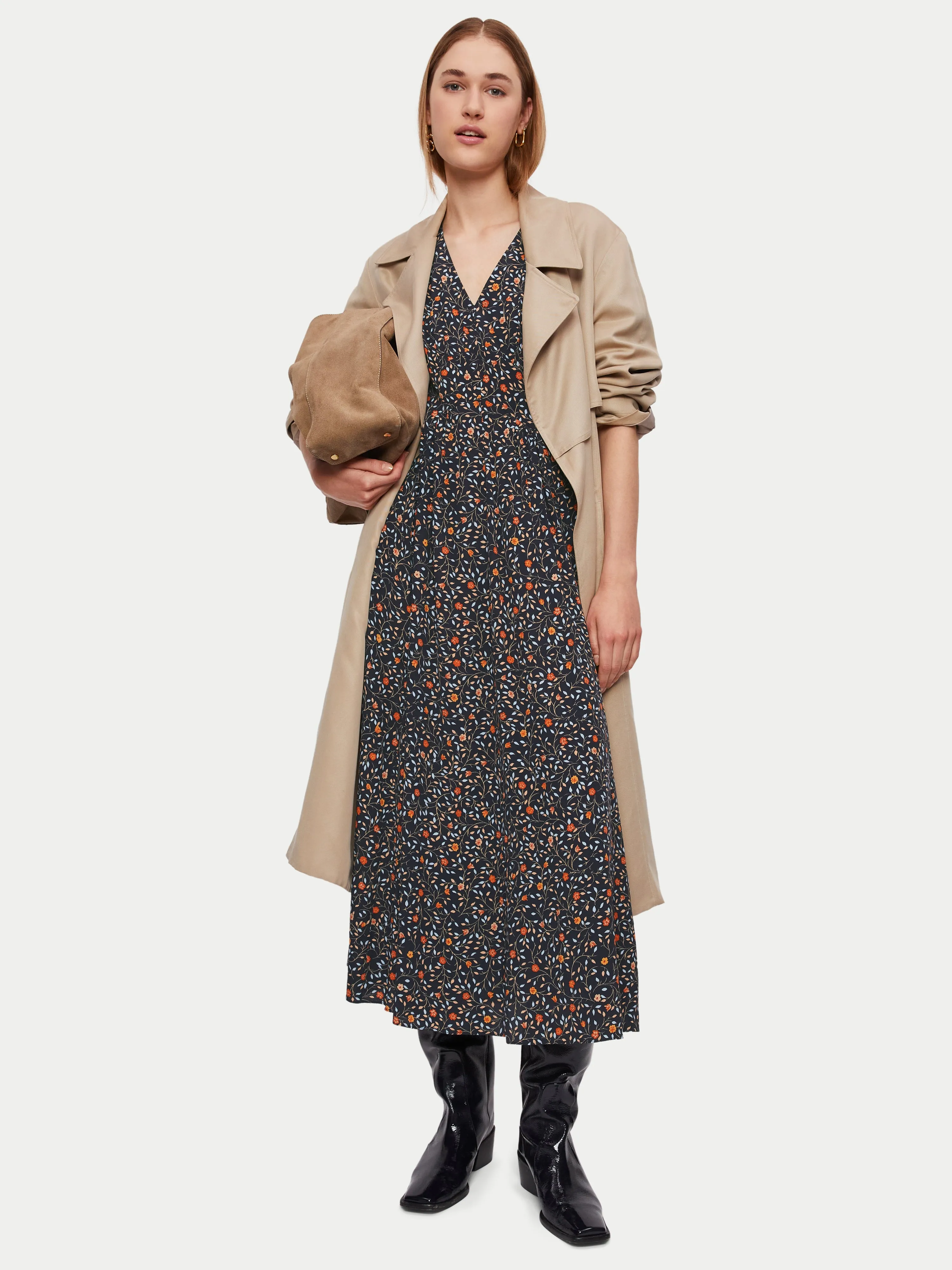 Stem Ditsy Midi Tea Dress | Navy sold by Jigsaw product image thumbnail 3