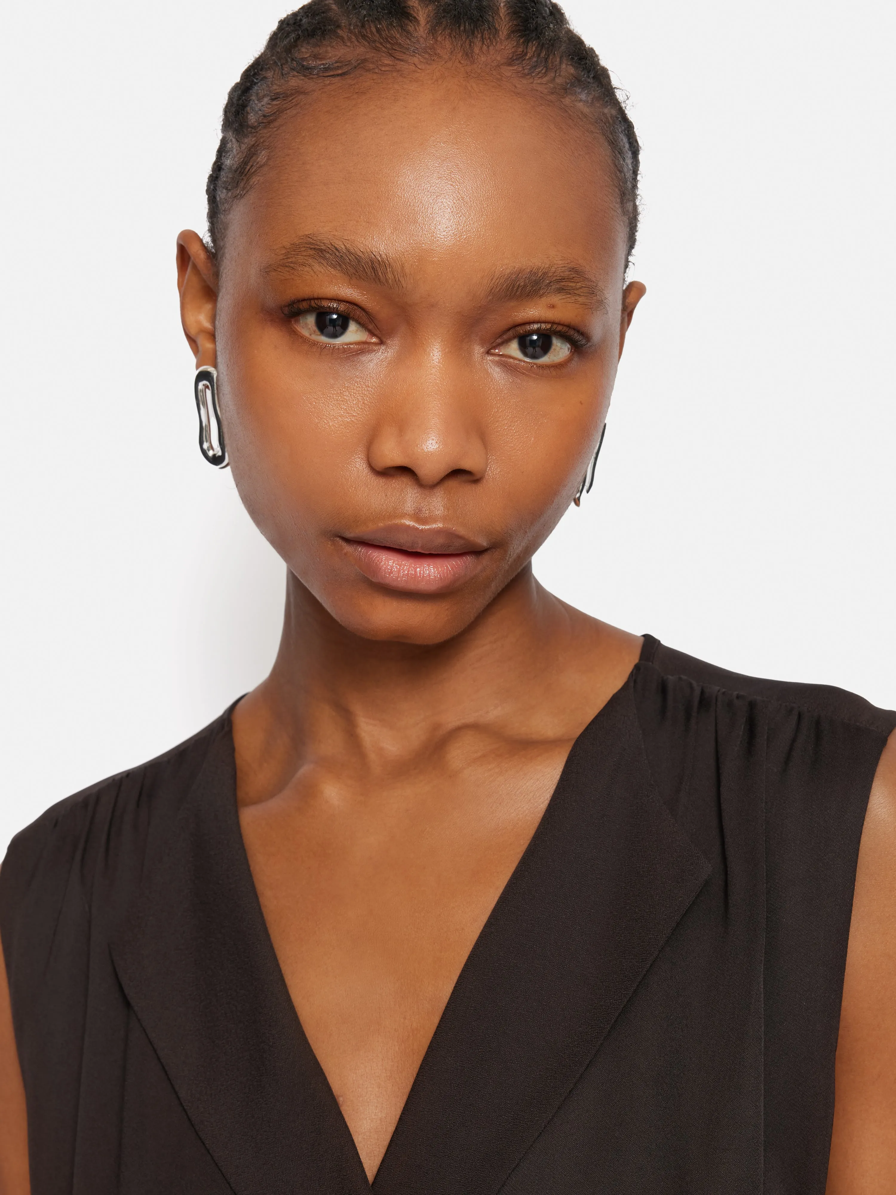 Satin Sleeveless V Neck Dress | Brown sold by Jigsaw product image thumbnail 4