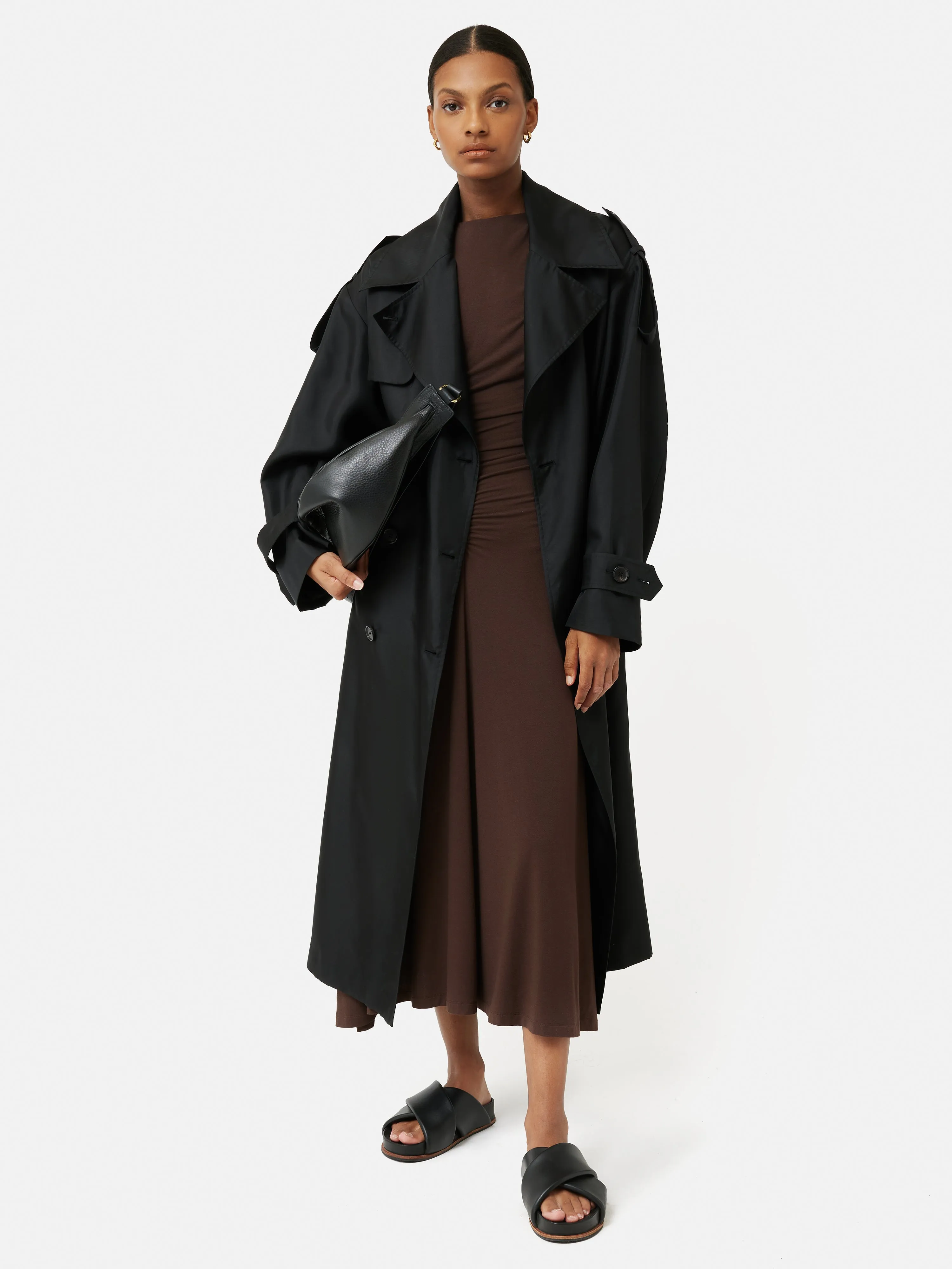 Drape Pleat Jersey Dress | Brown sold by Jigsaw product image thumbnail 5