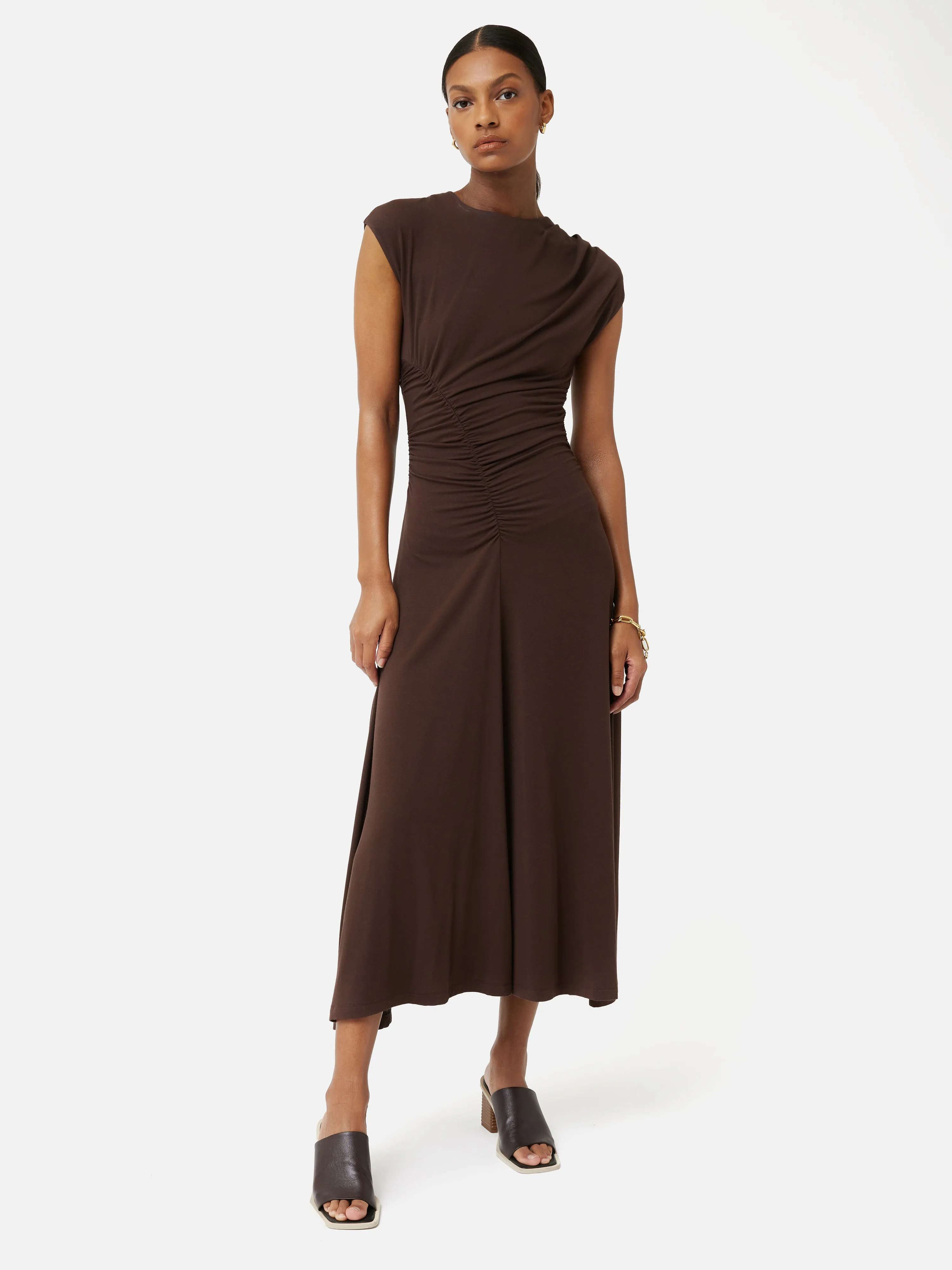 Drape Pleat Jersey Dress | Brown sold by Jigsaw product image thumbnail 4