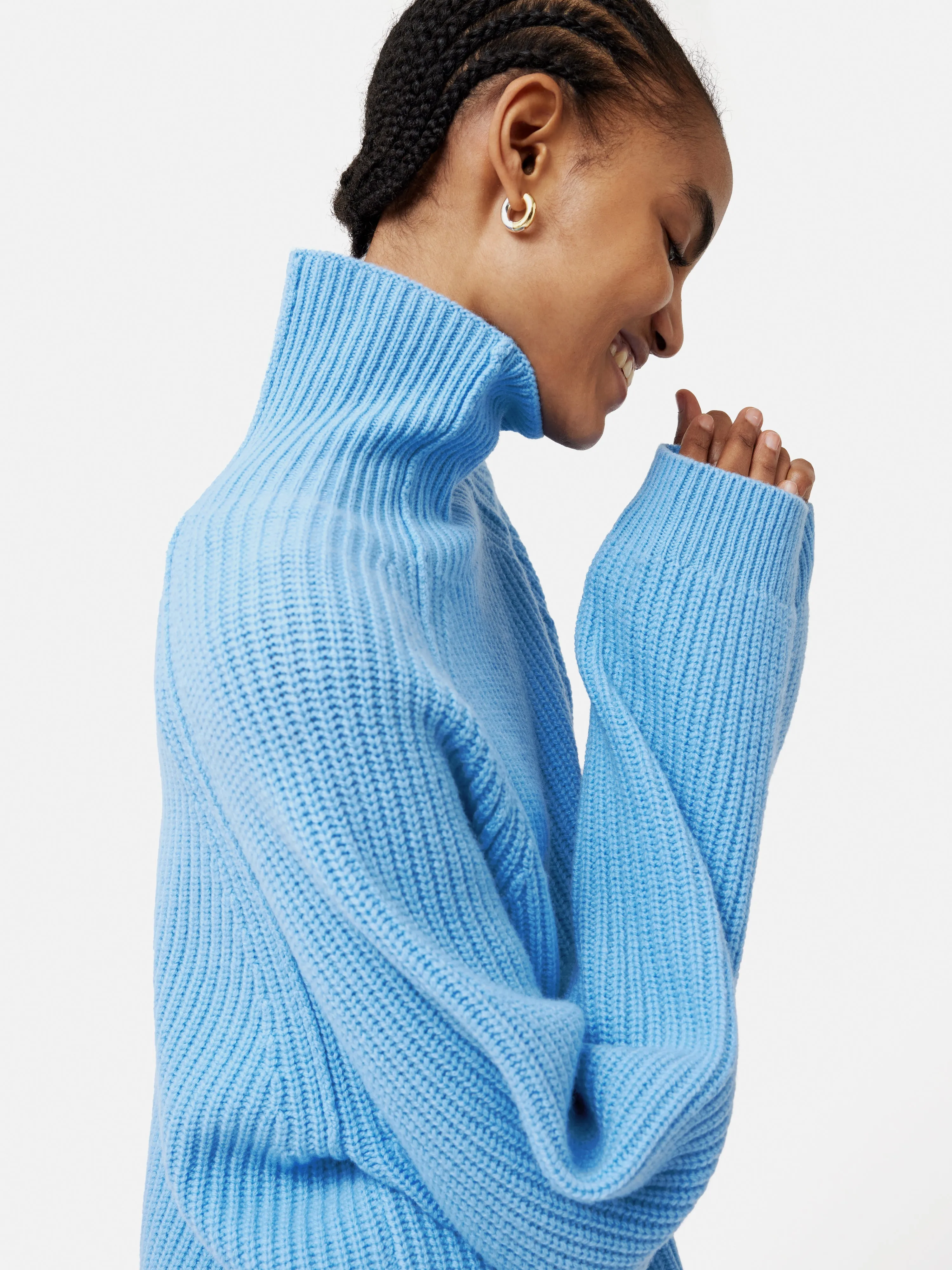 Merino Fishermans Rib Jumper | Blue sold by Jigsaw product image thumbnail 4