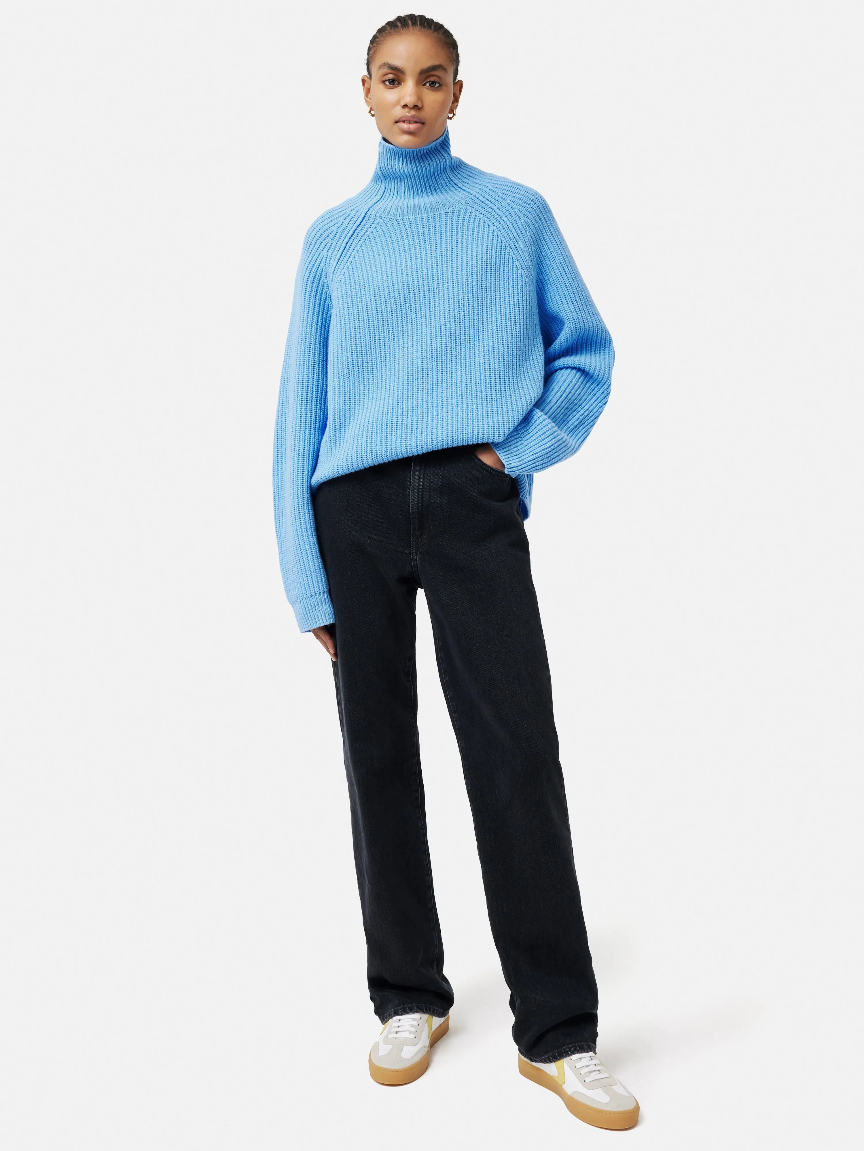 Merino Fishermans Rib Jumper | Blue sold by Jigsaw product image thumbnail 3