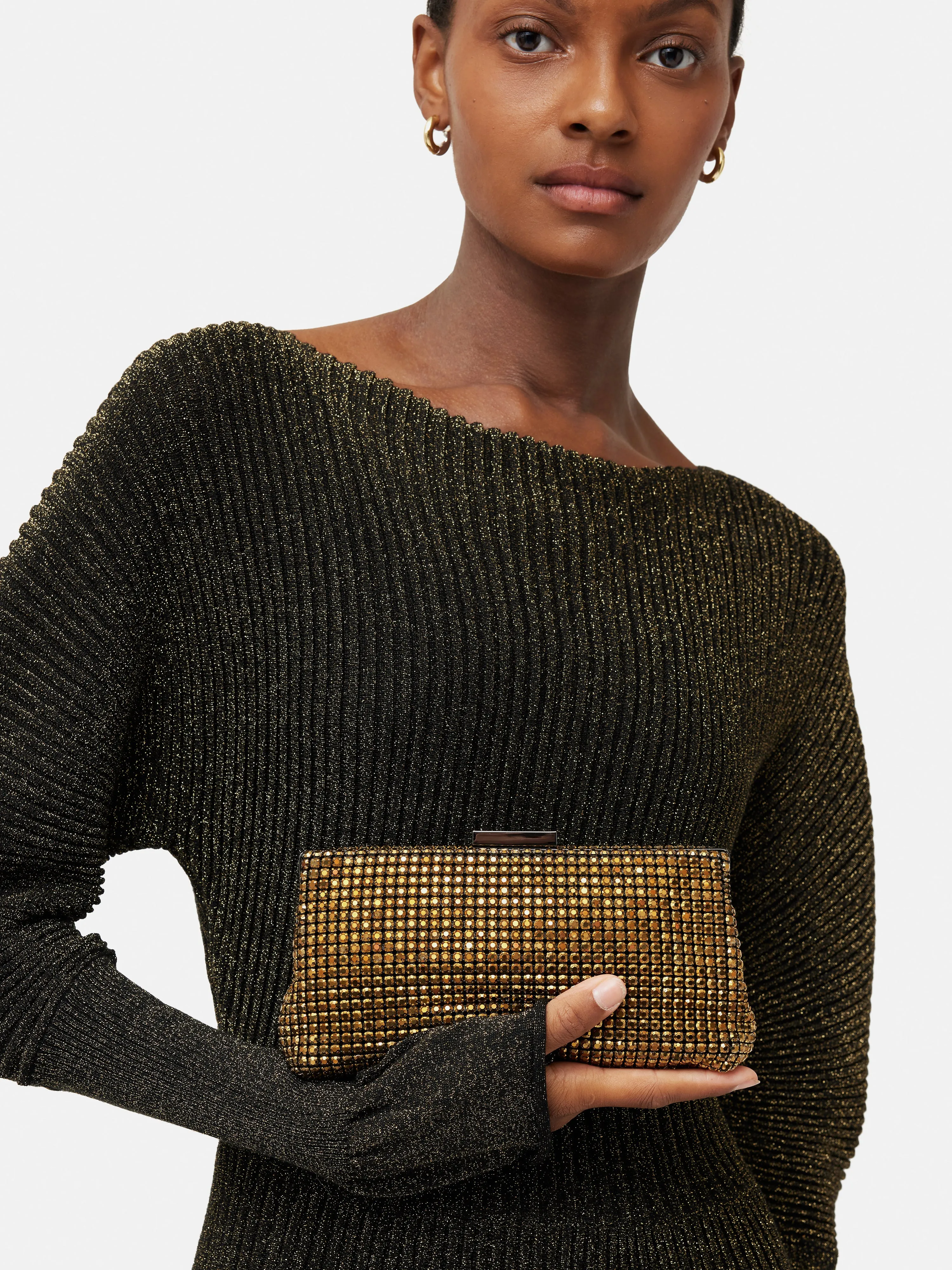 Crystal Frame Evening Bag | Gold sold by Jigsaw product image thumbnail 4