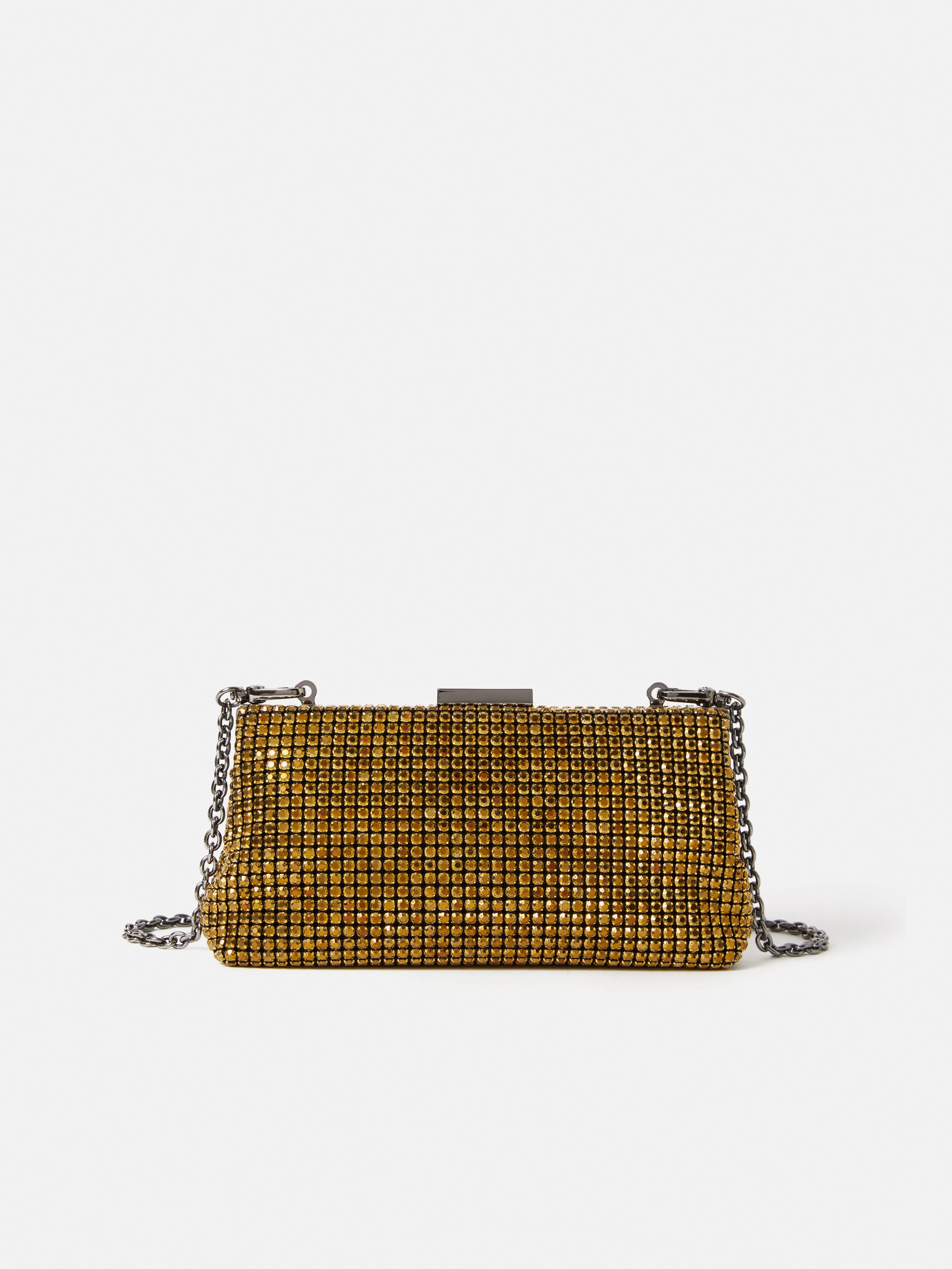 Crystal Frame Evening Bag | Gold sold by Jigsaw