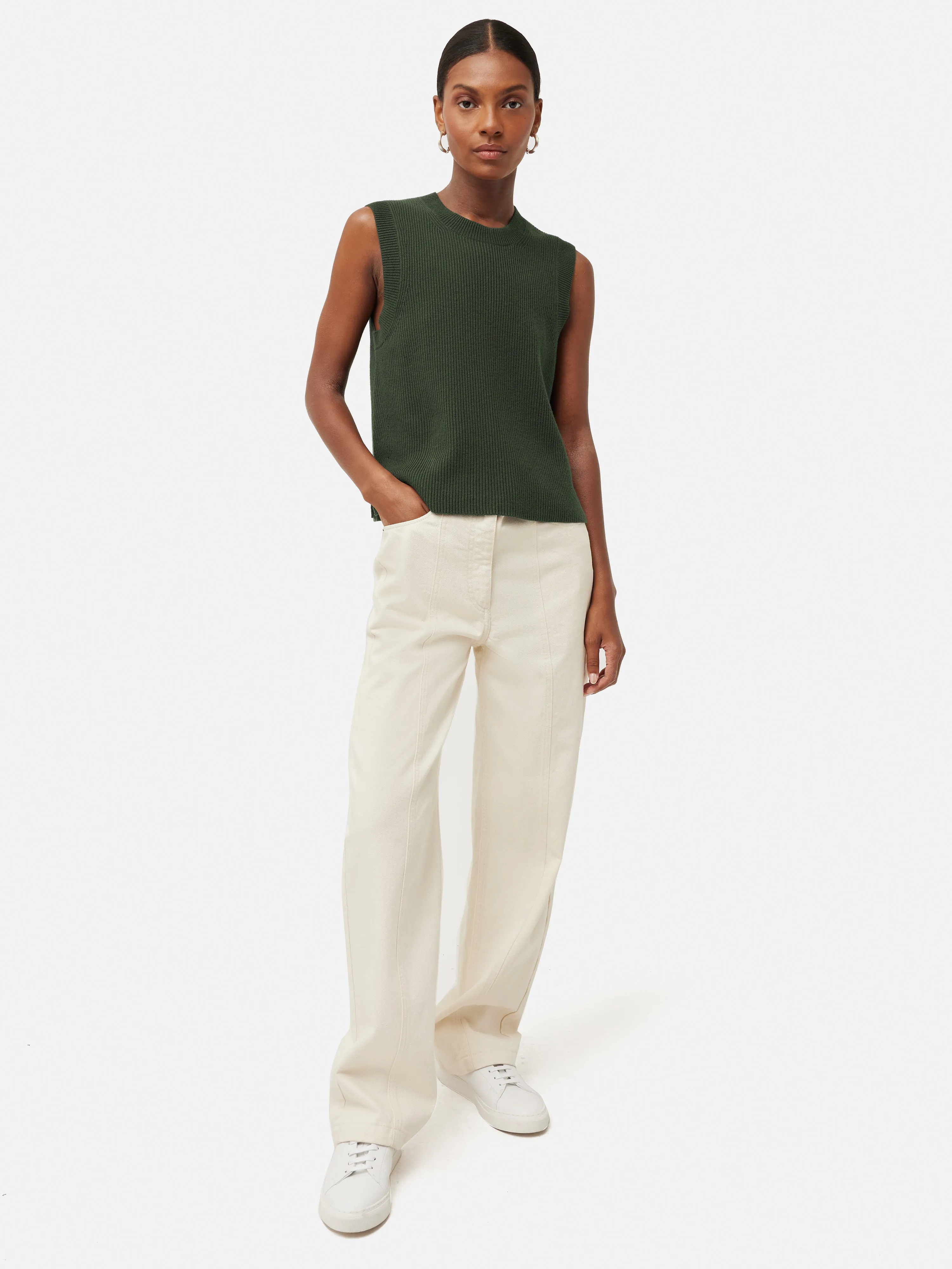 Cotton Blend Crew Tank | Green sold by Jigsaw product image thumbnail 4