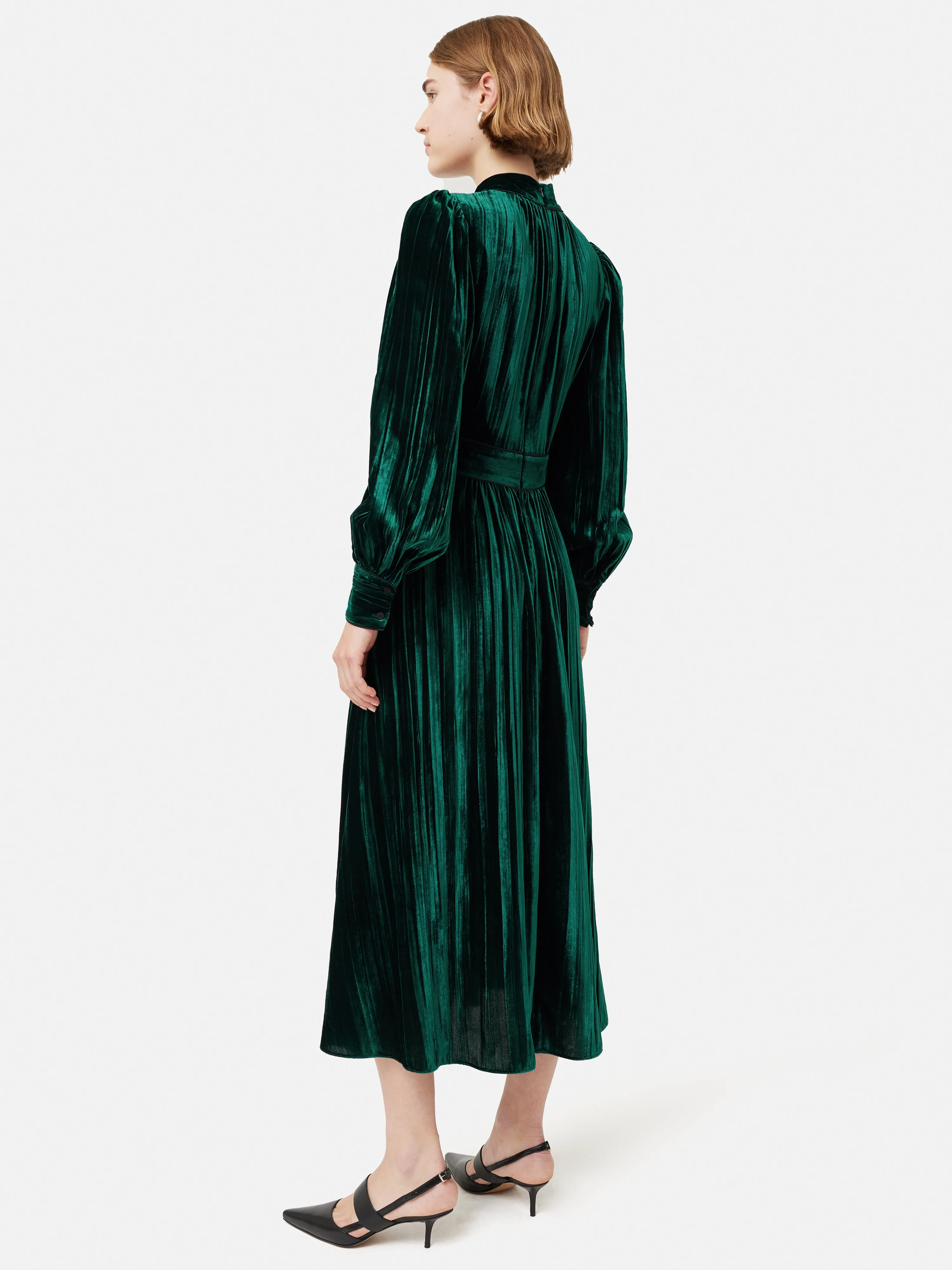 Velvet Plisse Dress | Green sold by Jigsaw product image thumbnail 3
