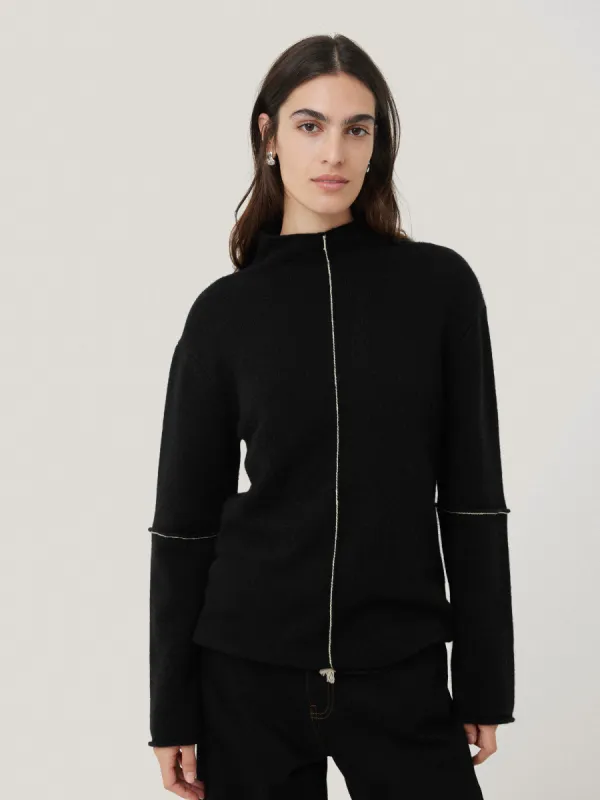 Compact Wool Line Jumper | Black sold by Jigsaw