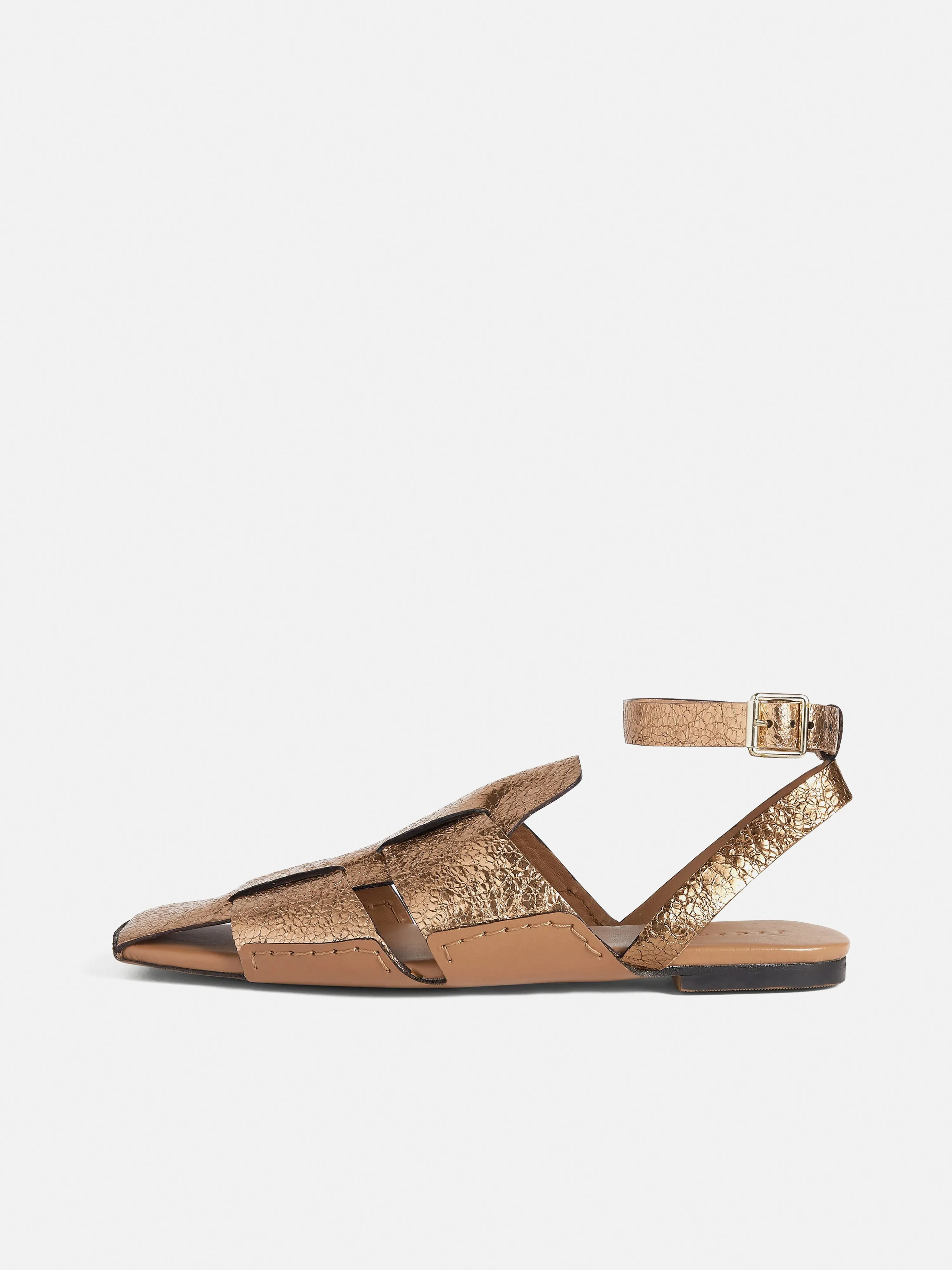 Sutton Leather Woven Sandal | Bronze sold by Jigsaw