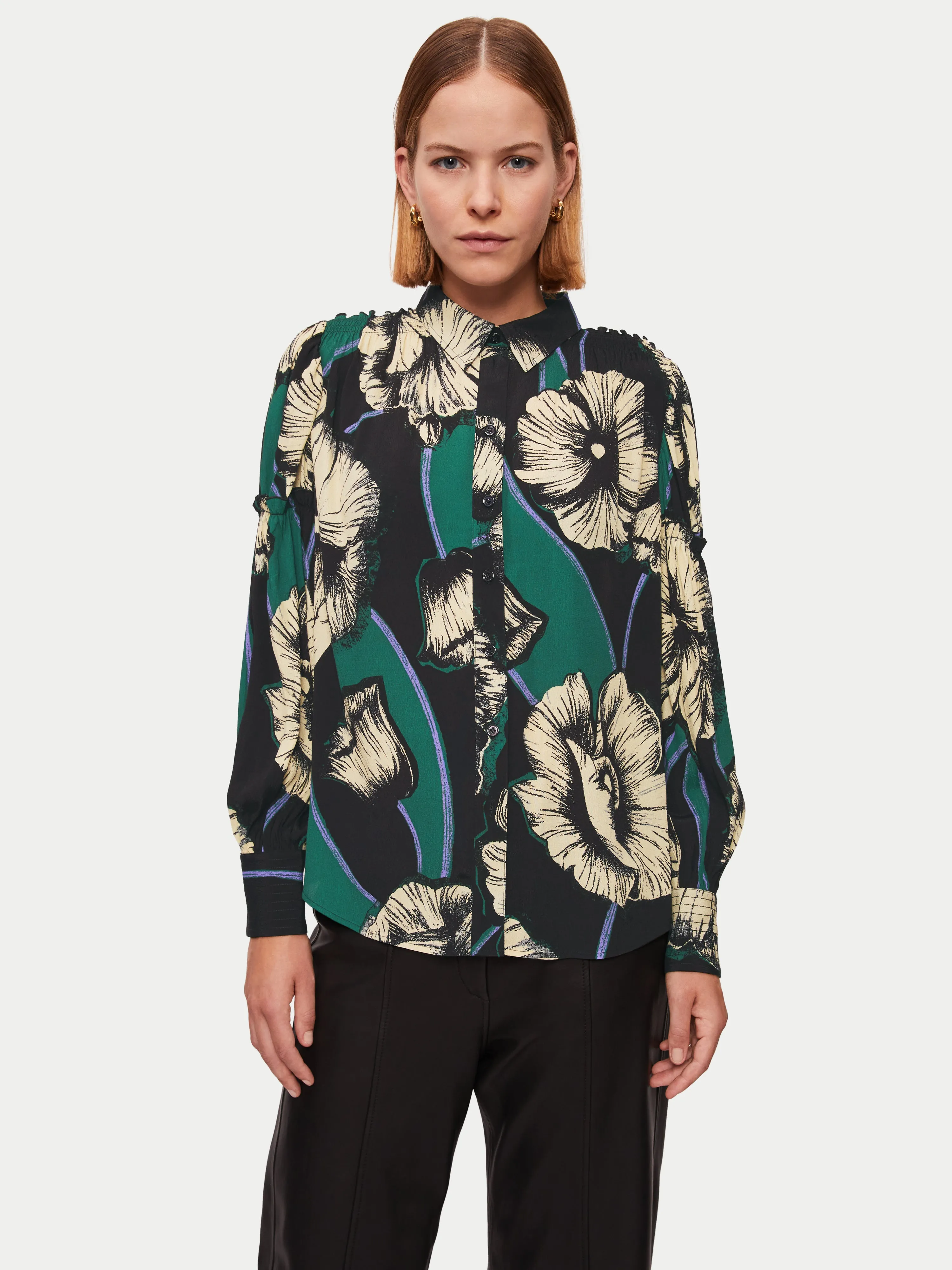 Charcoal Poppy Shirt | Green sold by Jigsaw product image thumbnail 4
