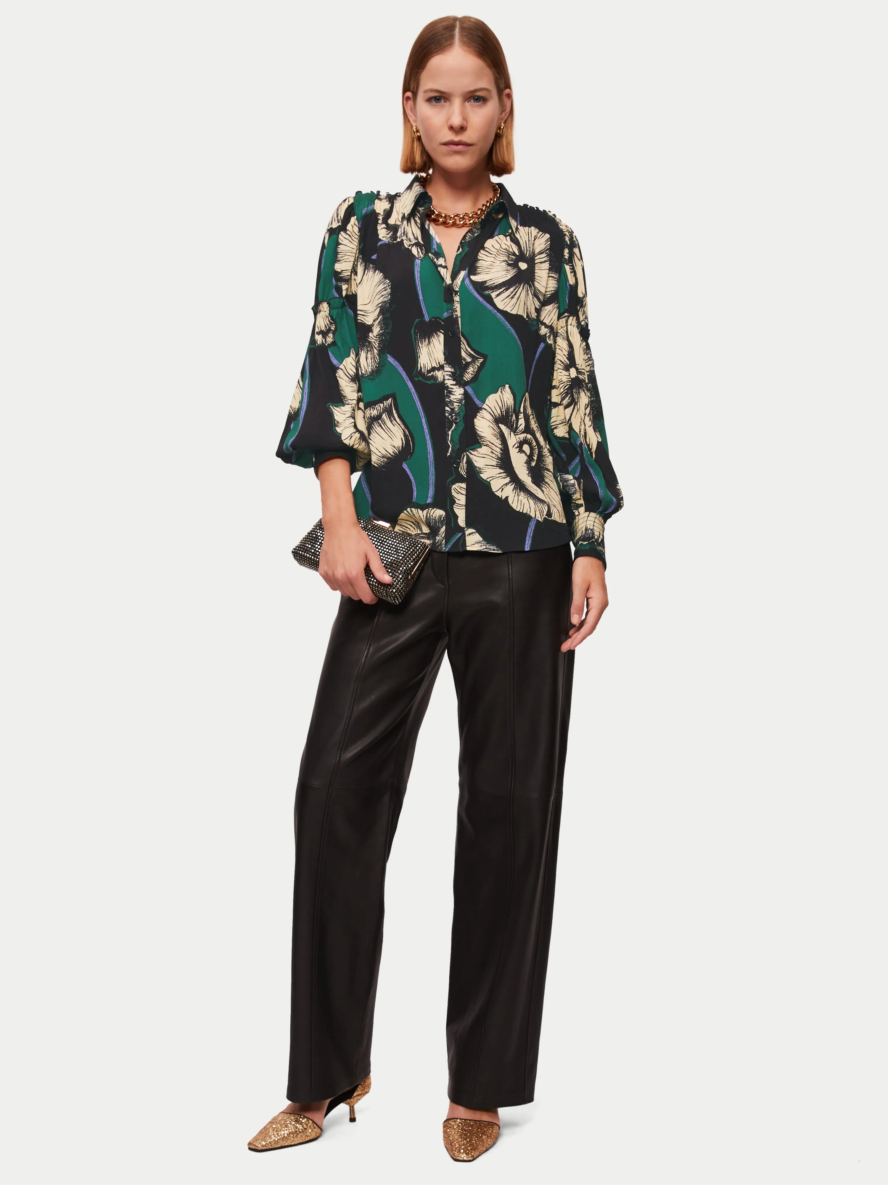 Charcoal Poppy Shirt | Green sold by Jigsaw product image thumbnail 5