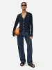 Linen Cotton V Neck Cardigan | Blue sold by Jigsaw