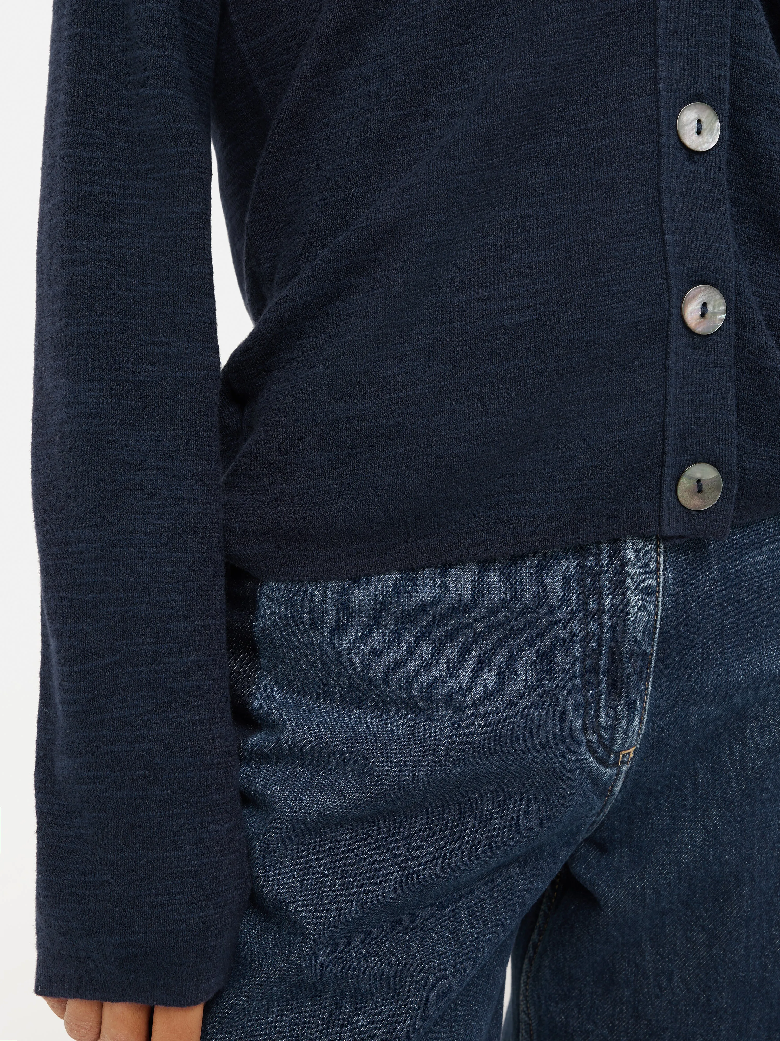 Linen Cotton V Neck Cardigan | Blue sold by Jigsaw product image thumbnail 4