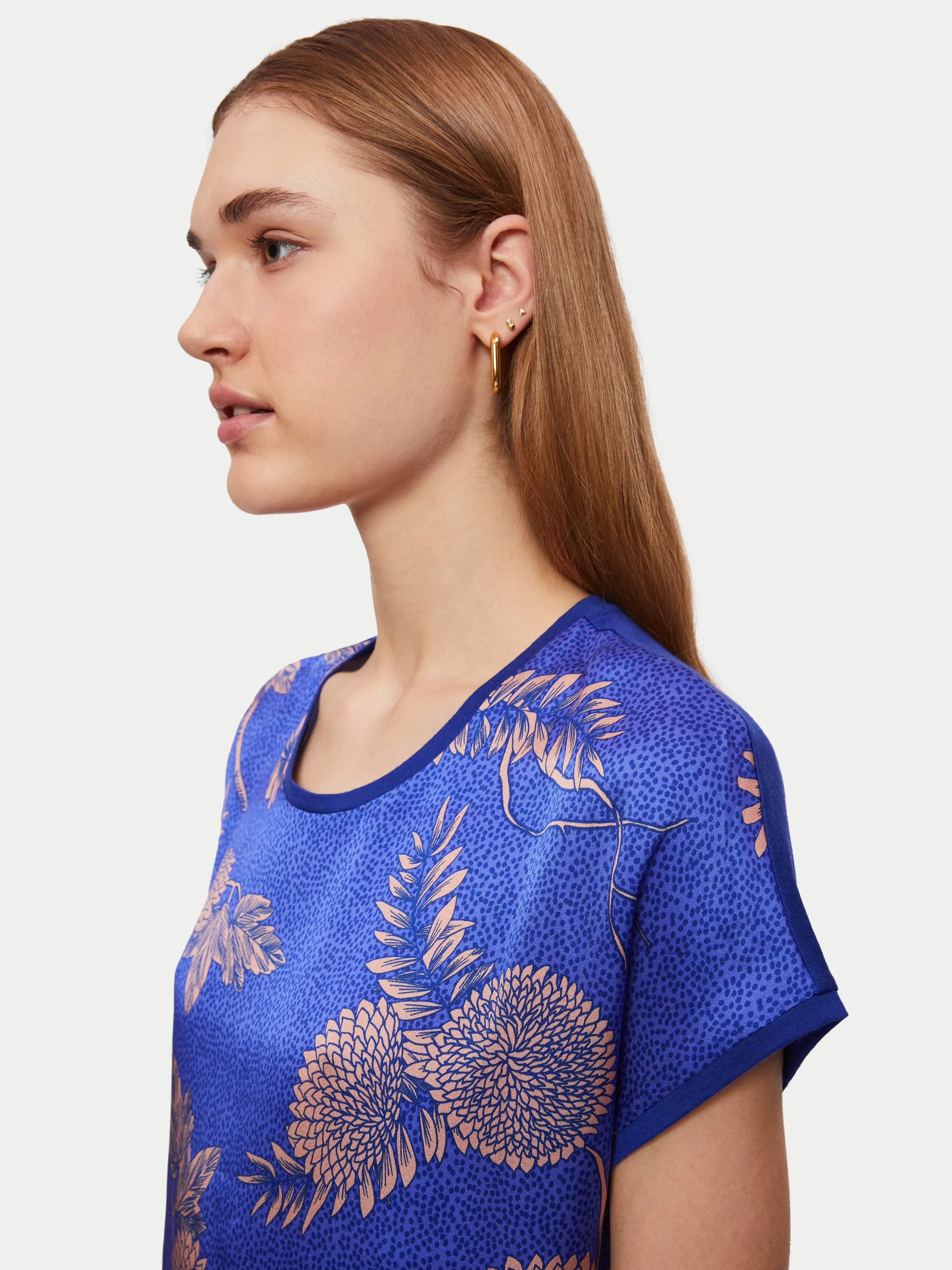 Dahlia Floral Silk Front Tee | Purple sold by Jigsaw product image thumbnail 3