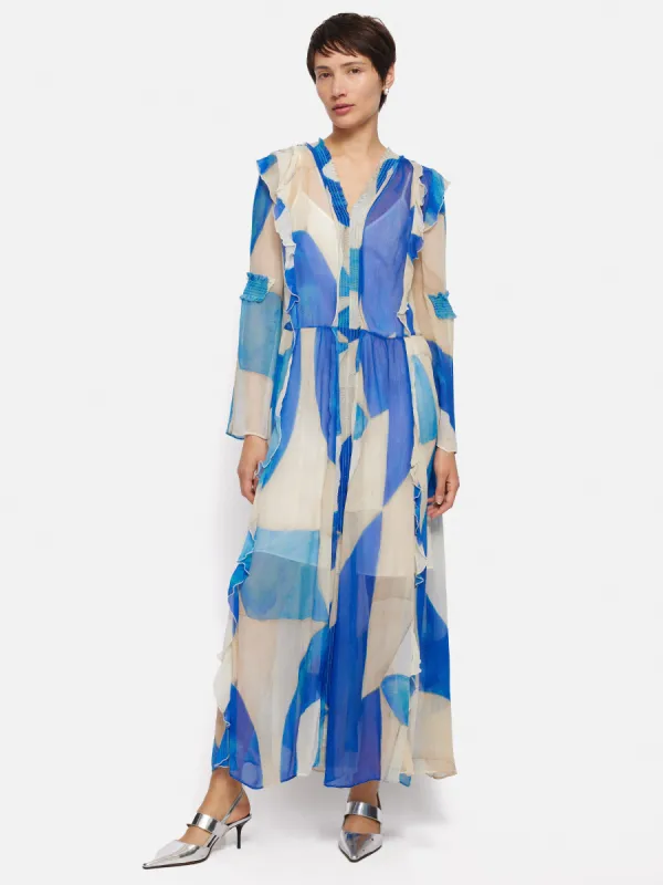 Abstract Long Sleeve Dress | Blue sold by Jigsaw