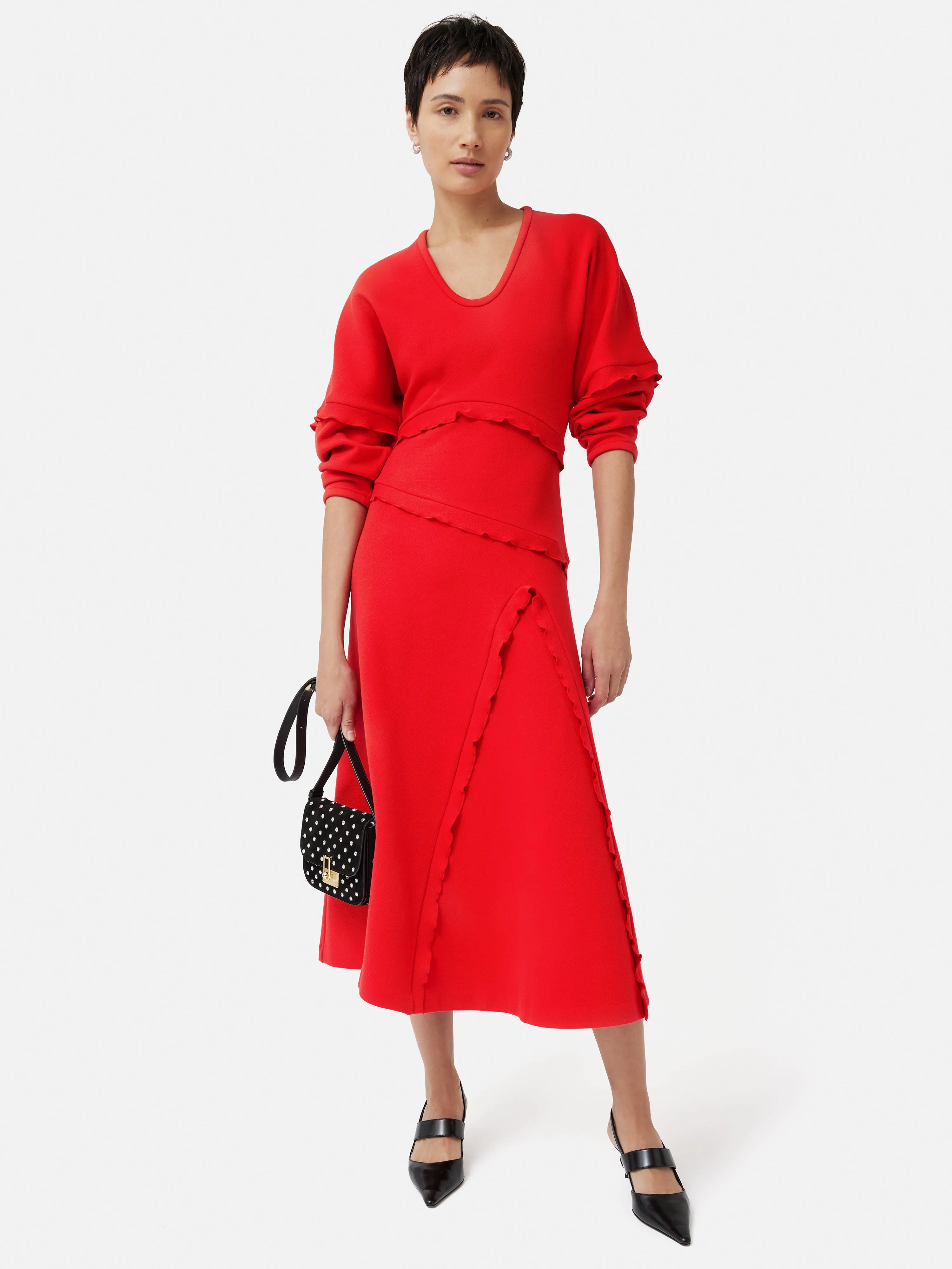 Crepe Scoop Neck Dress | Red sold by Jigsaw